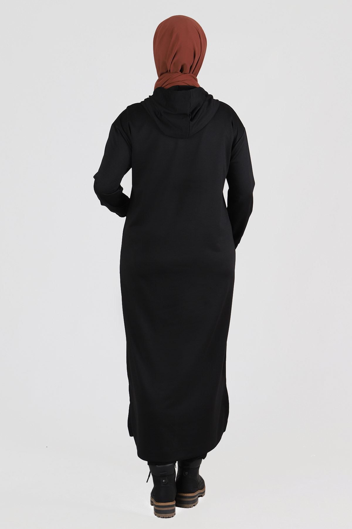 Büyük Beden Tesettür Elbise 7507 Siyah
