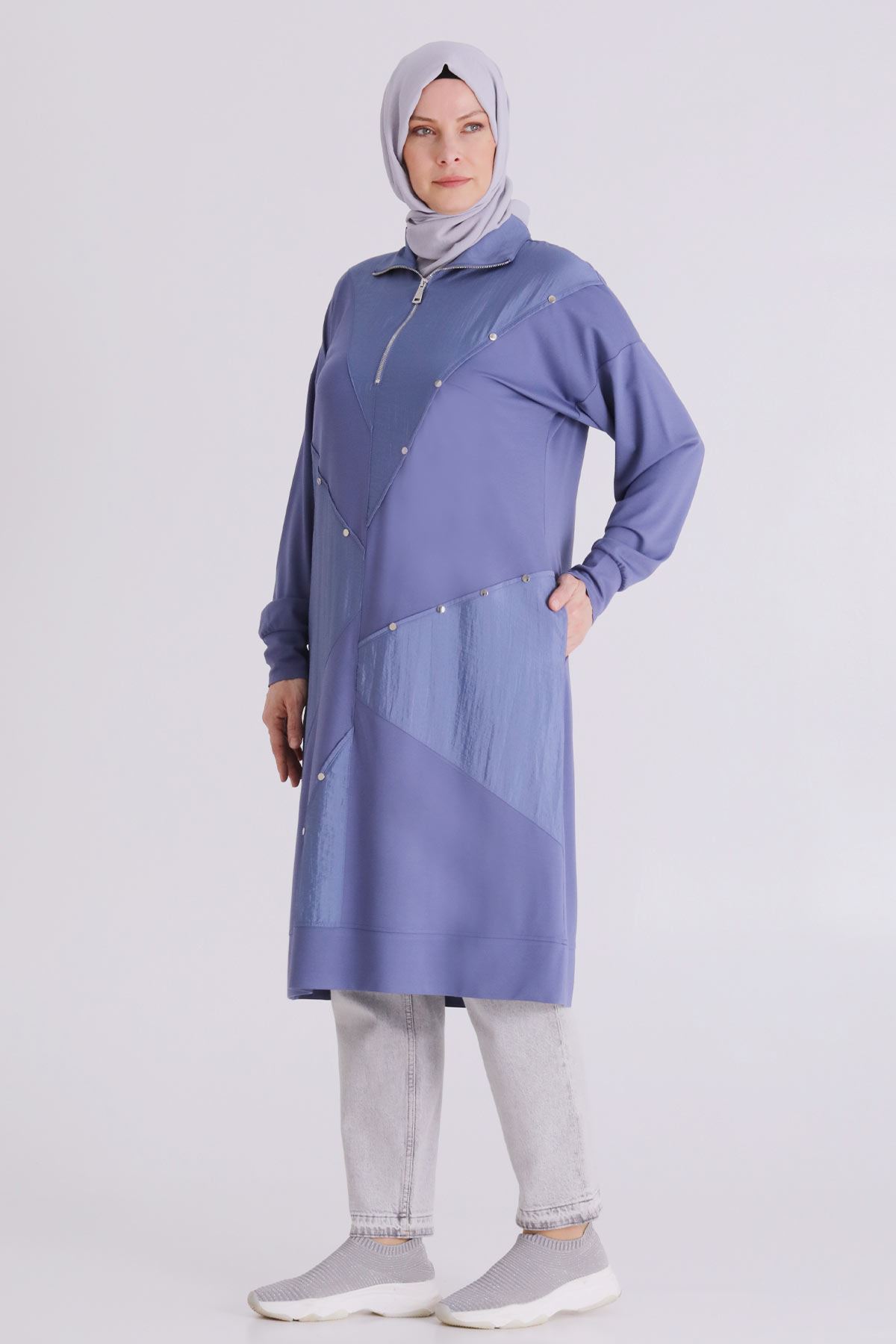 Büyük Beden Tesettür Tunik 20134 Morcivert