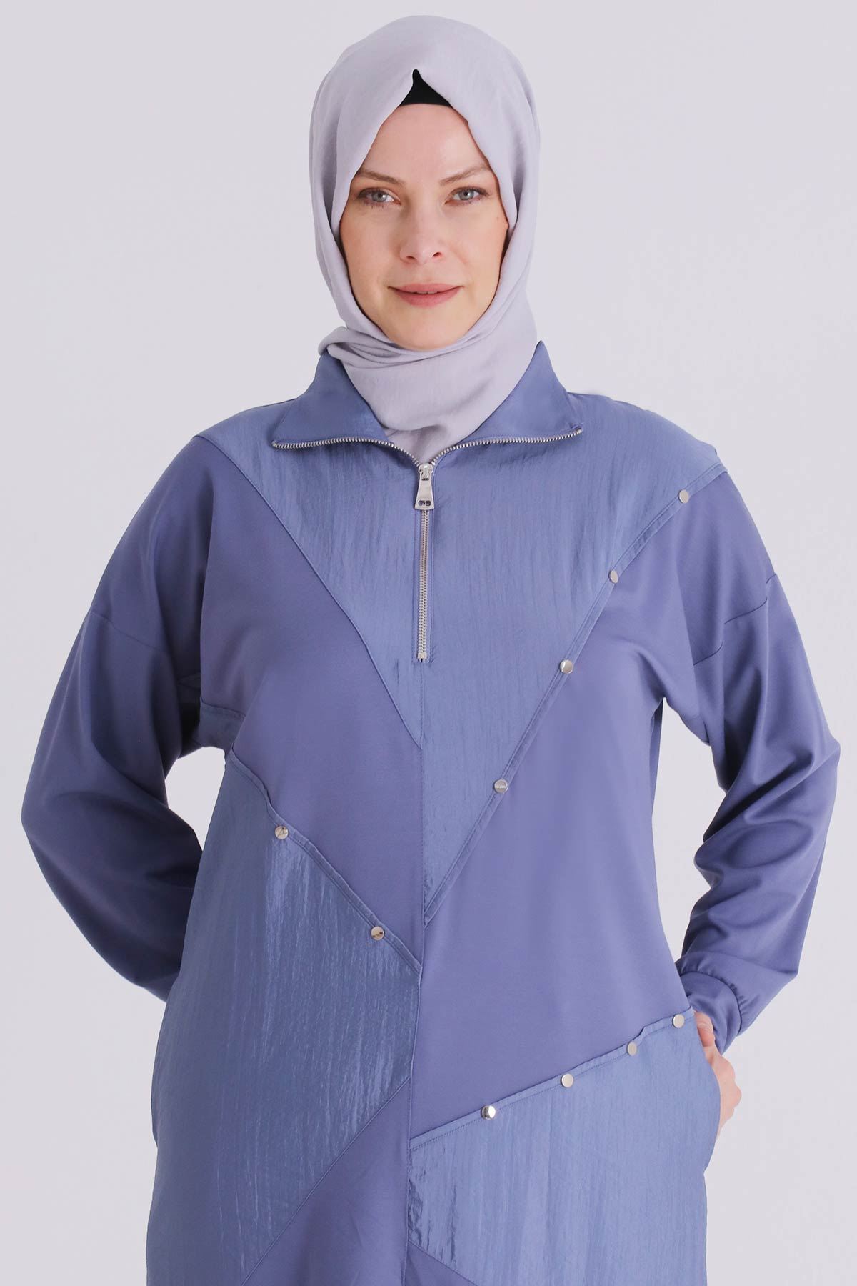 Büyük Beden Tesettür Tunik 20134 Morcivert