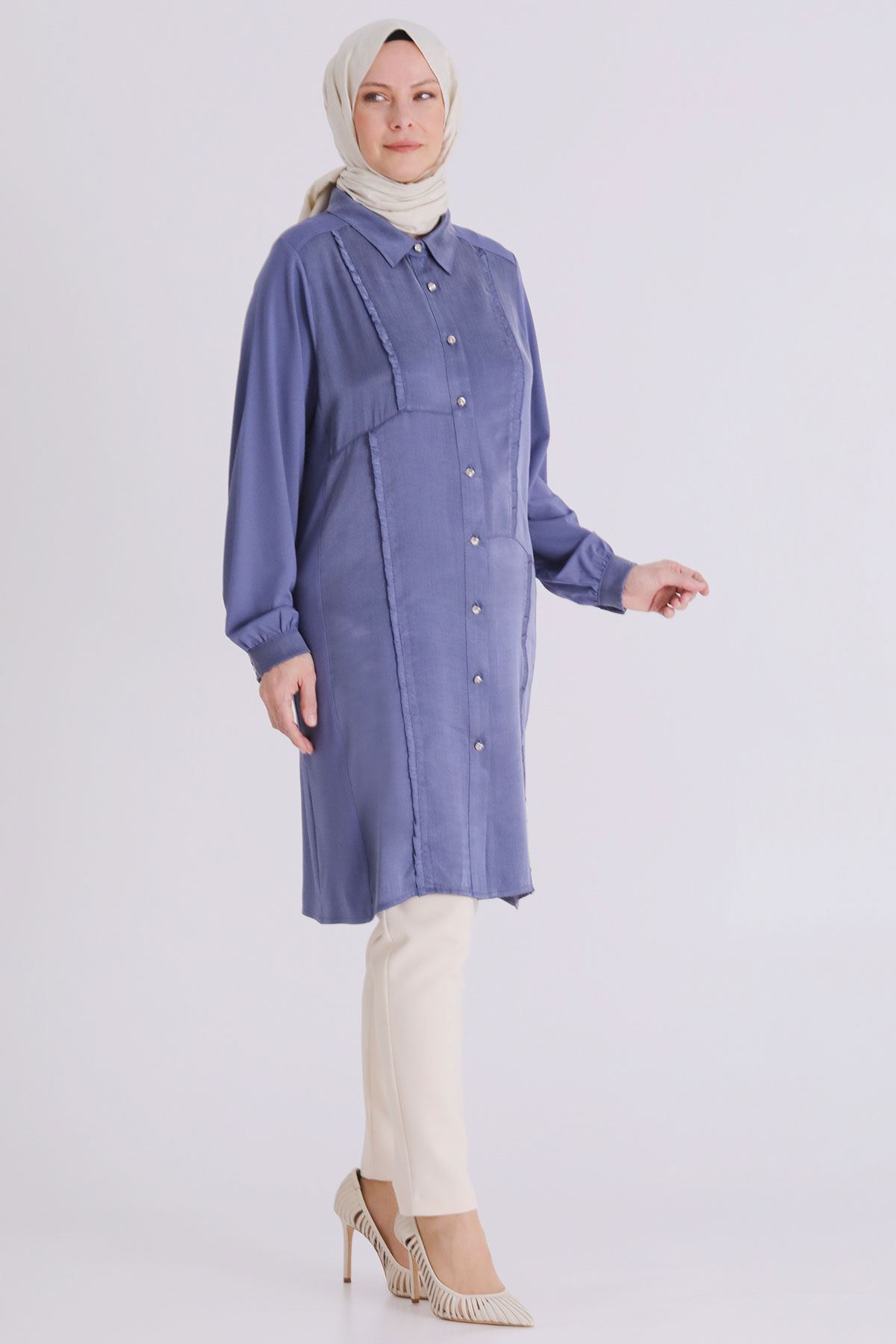 Büyük Beden Tesettür Tunik 23035 Morcivert