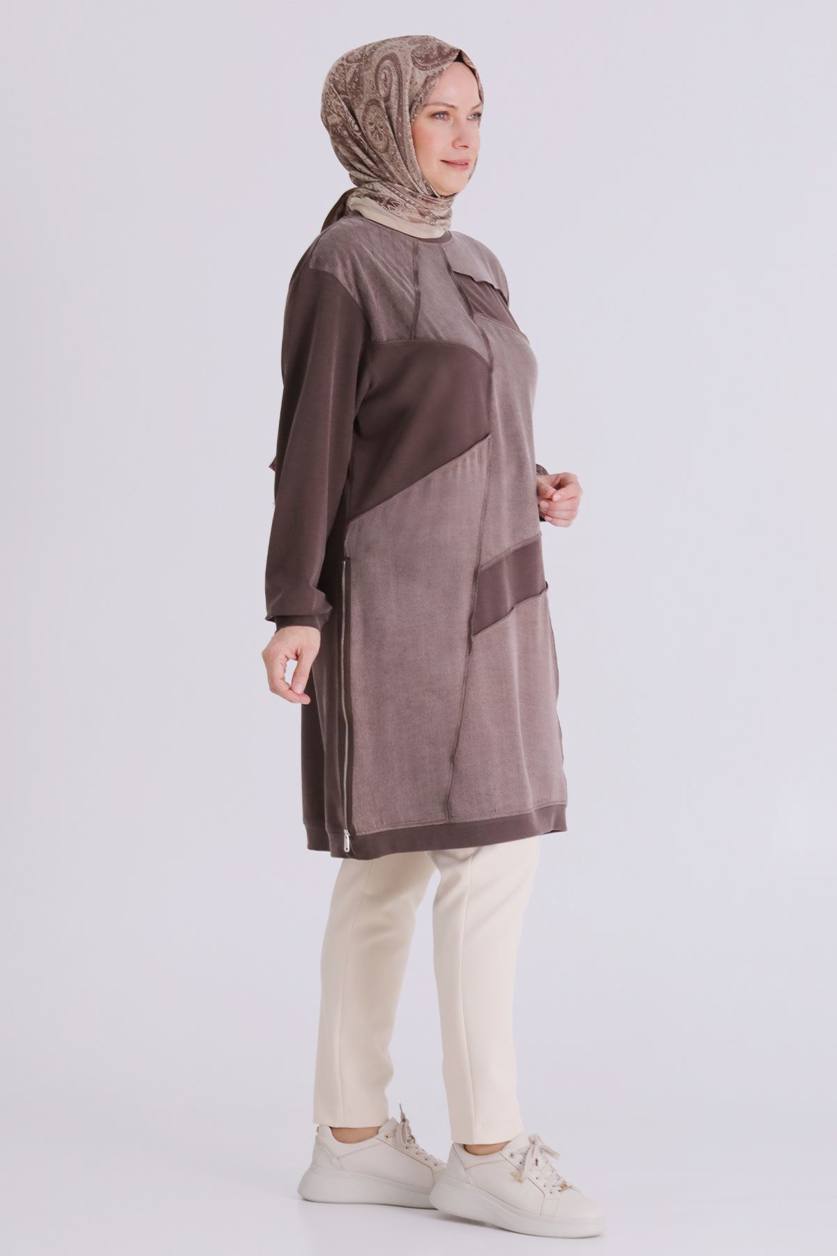 Büyük Beden Tesettür Tunik 20137 Kahve