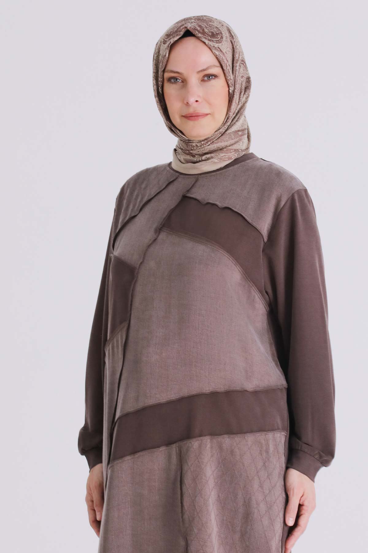 Büyük Beden Tesettür Tunik 20137 Kahve