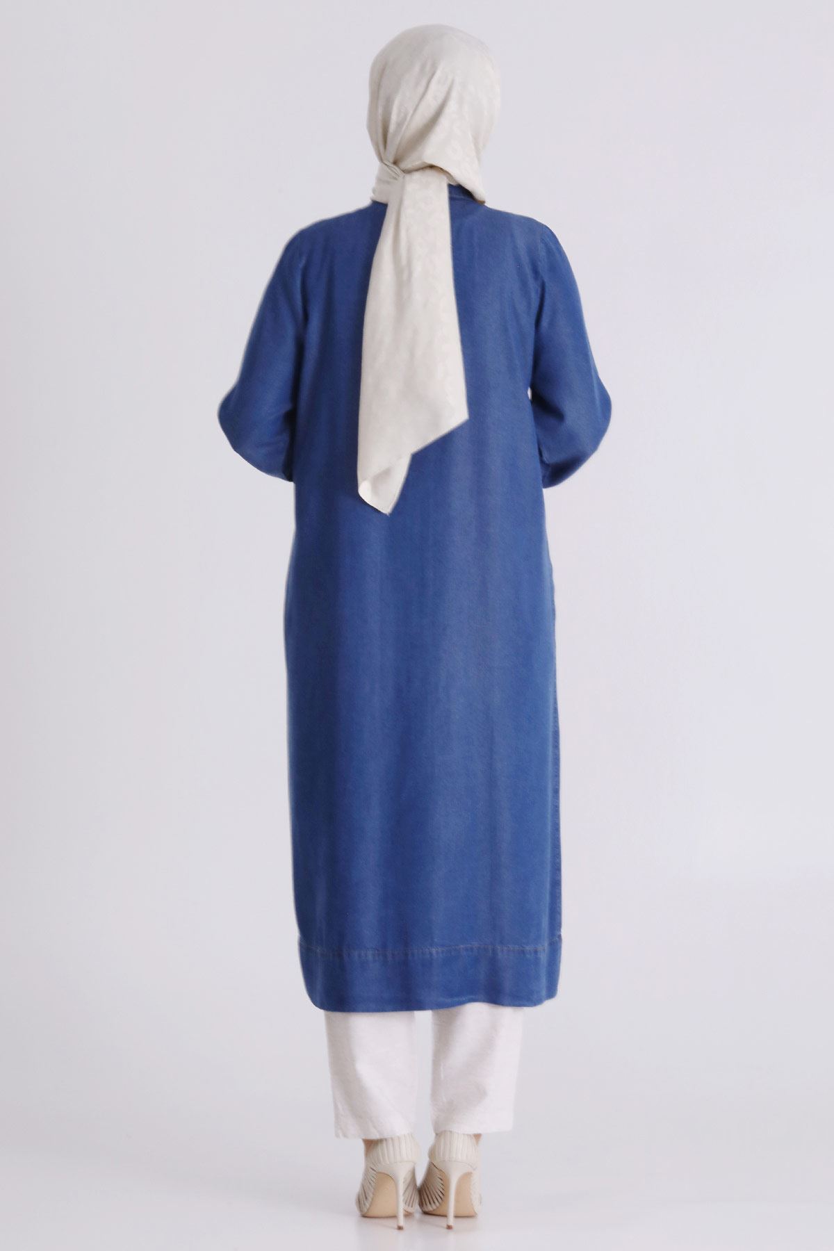 Büyük Beden Tesettür Tensel Kot Kap 25143 Koyu Mavi