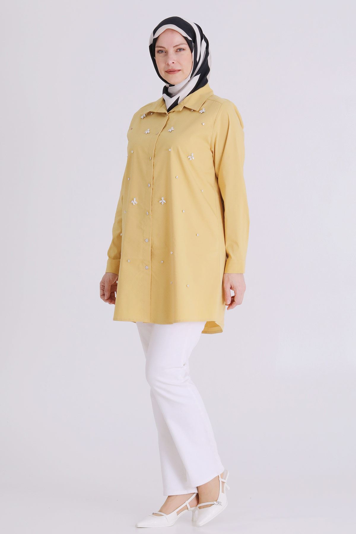 Büyük Beden Tesettür Tunik 2357 Safran