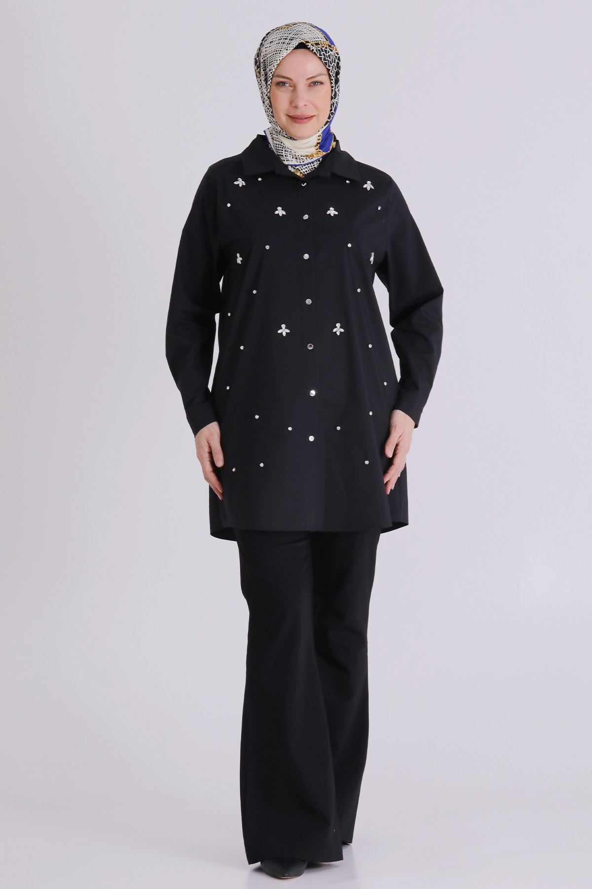 Büyük Beden Tesettür Tunik 2357 Siyah