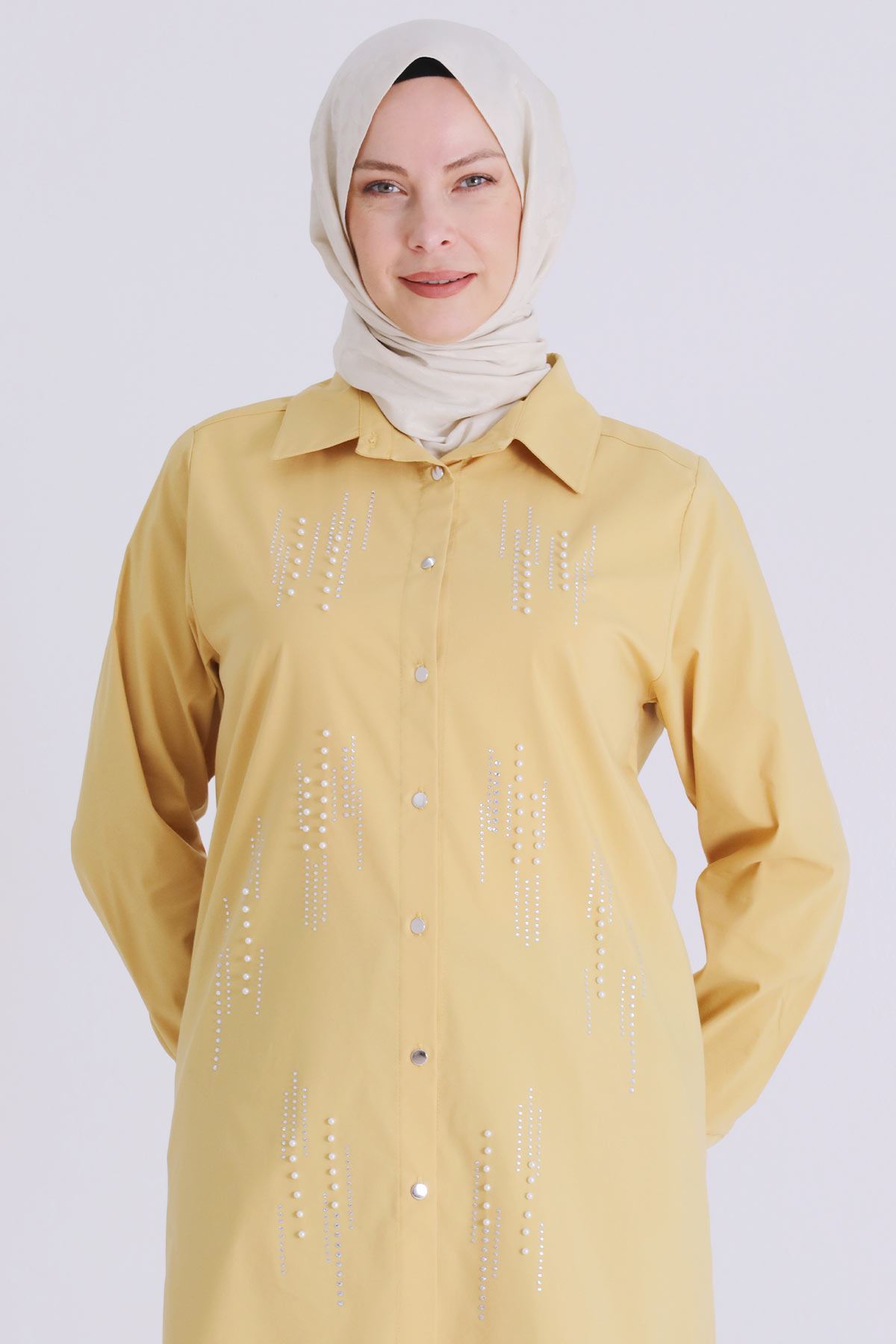 Büyük Beden Tesettür Tunik 2358 Safran