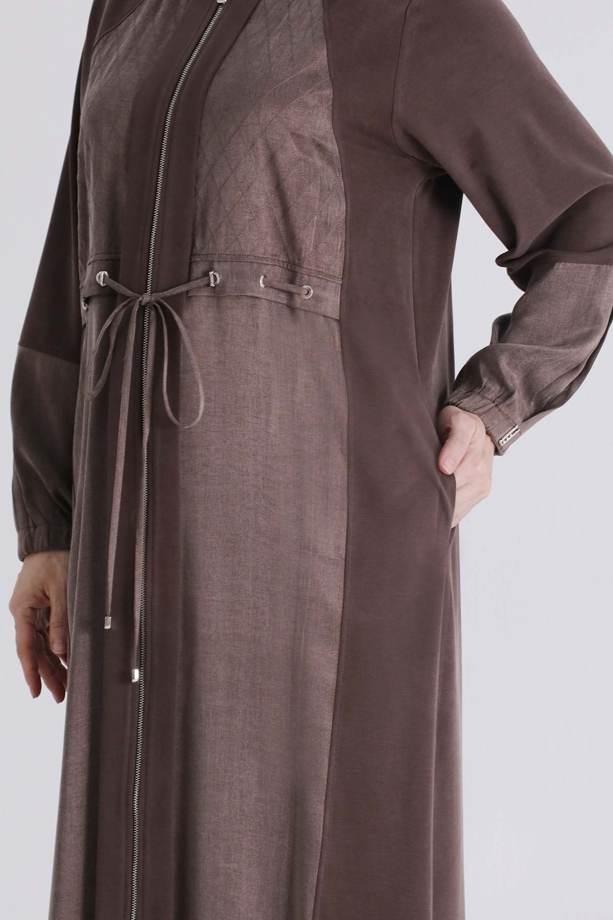 Büyük Beden Tesettür Ferace 28082 Kahve