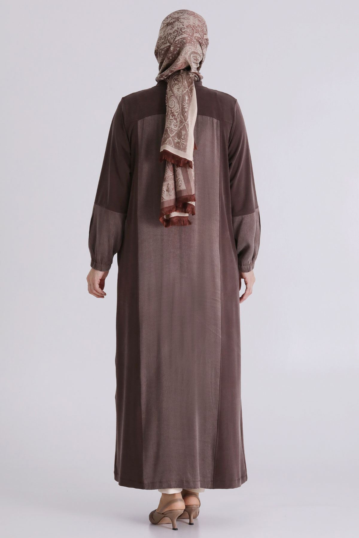 Büyük Beden Tesettür Ferace 28082 Kahve