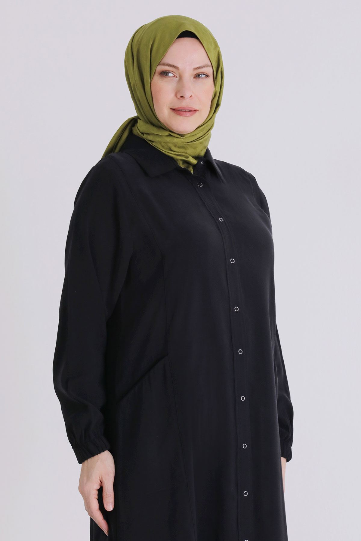 Büyük Beden Tesettür Ferace 2827 Siyah