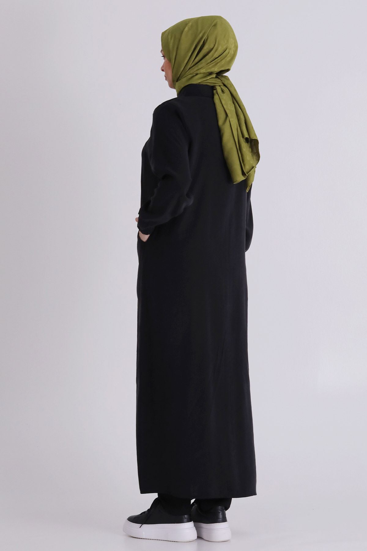 Büyük Beden Tesettür Ferace 2827 Siyah