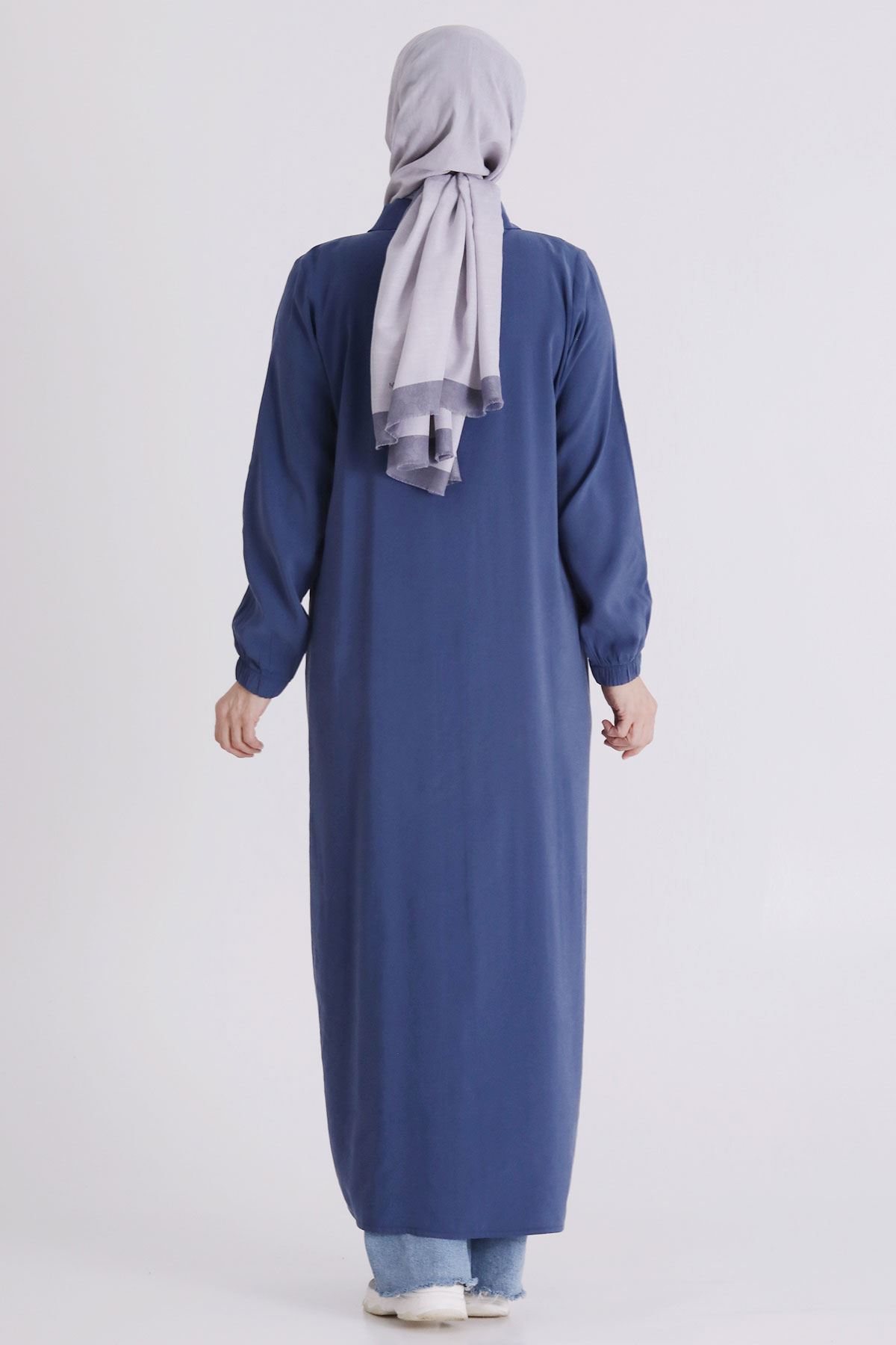 Büyük Beden Tesettür Ferace 2827 İndigo