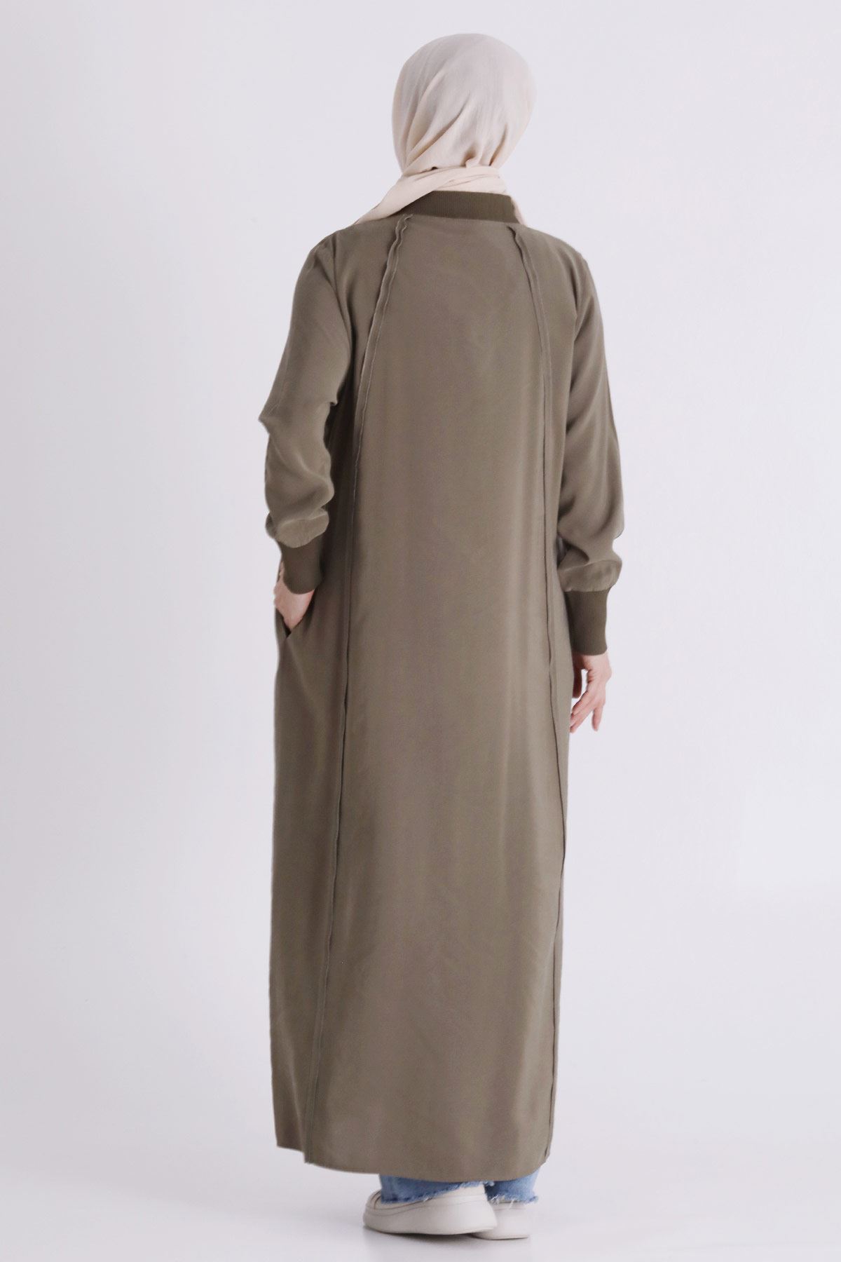Büyük Beden Tesettür Ferace 2828 Haki