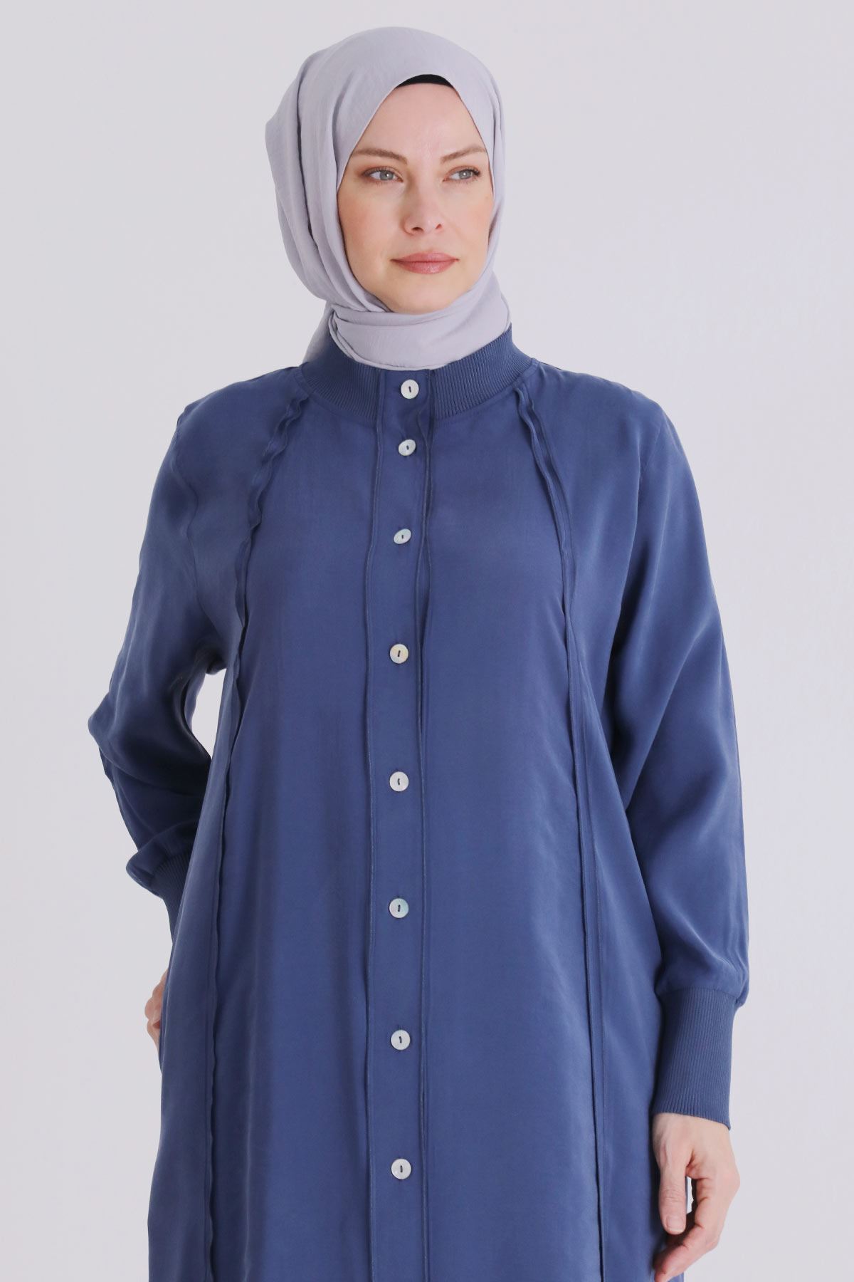 Büyük Beden Tesettür Ferace 2828 İndigo