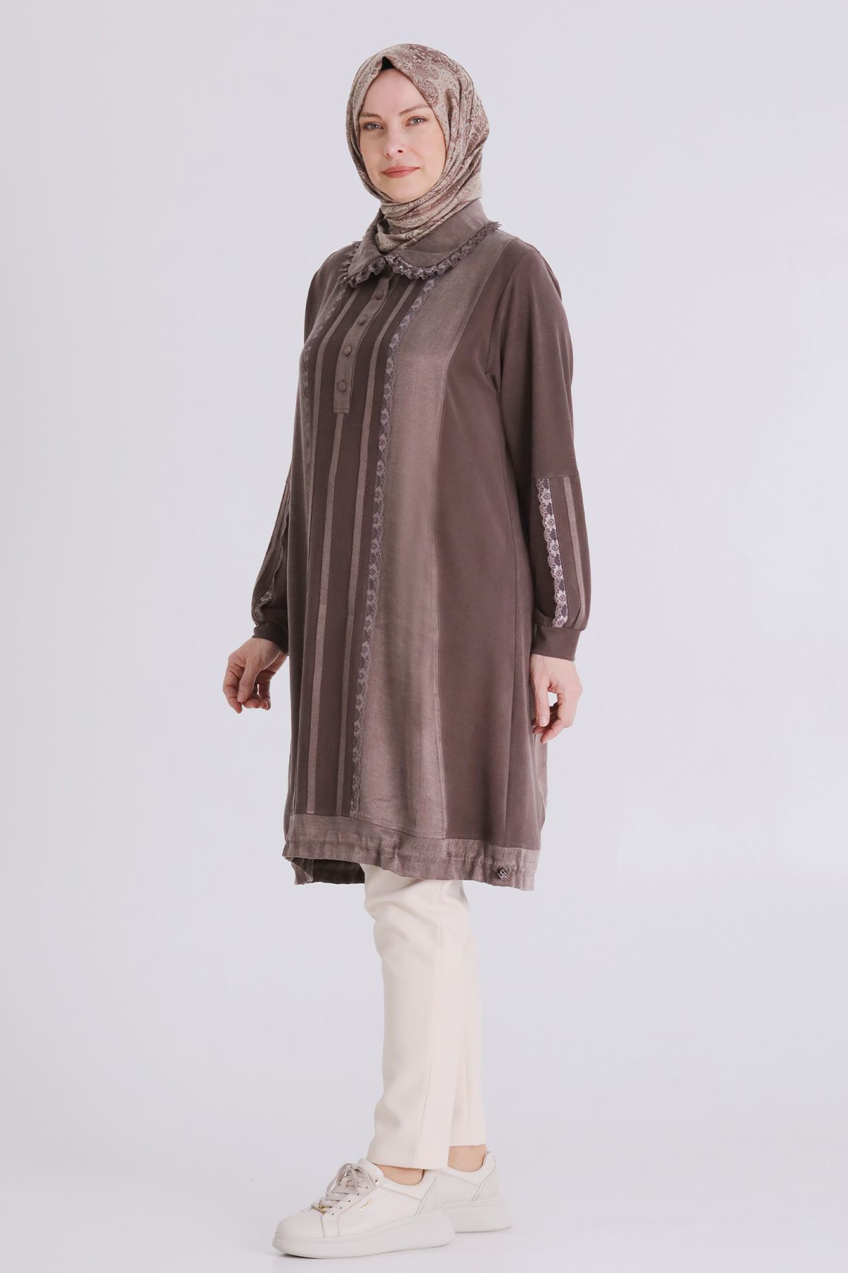 Büyük Beden Tesettür Tunik 20138 Kahve