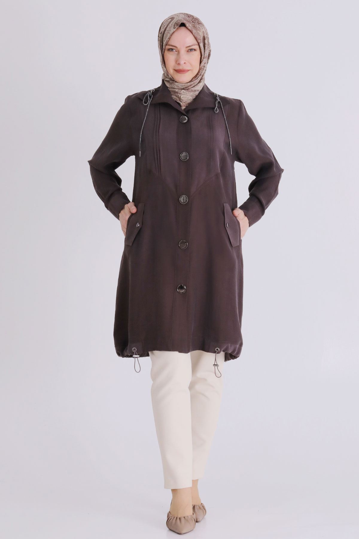 Büyük Beden Tesettür Kap 25144 Kakao