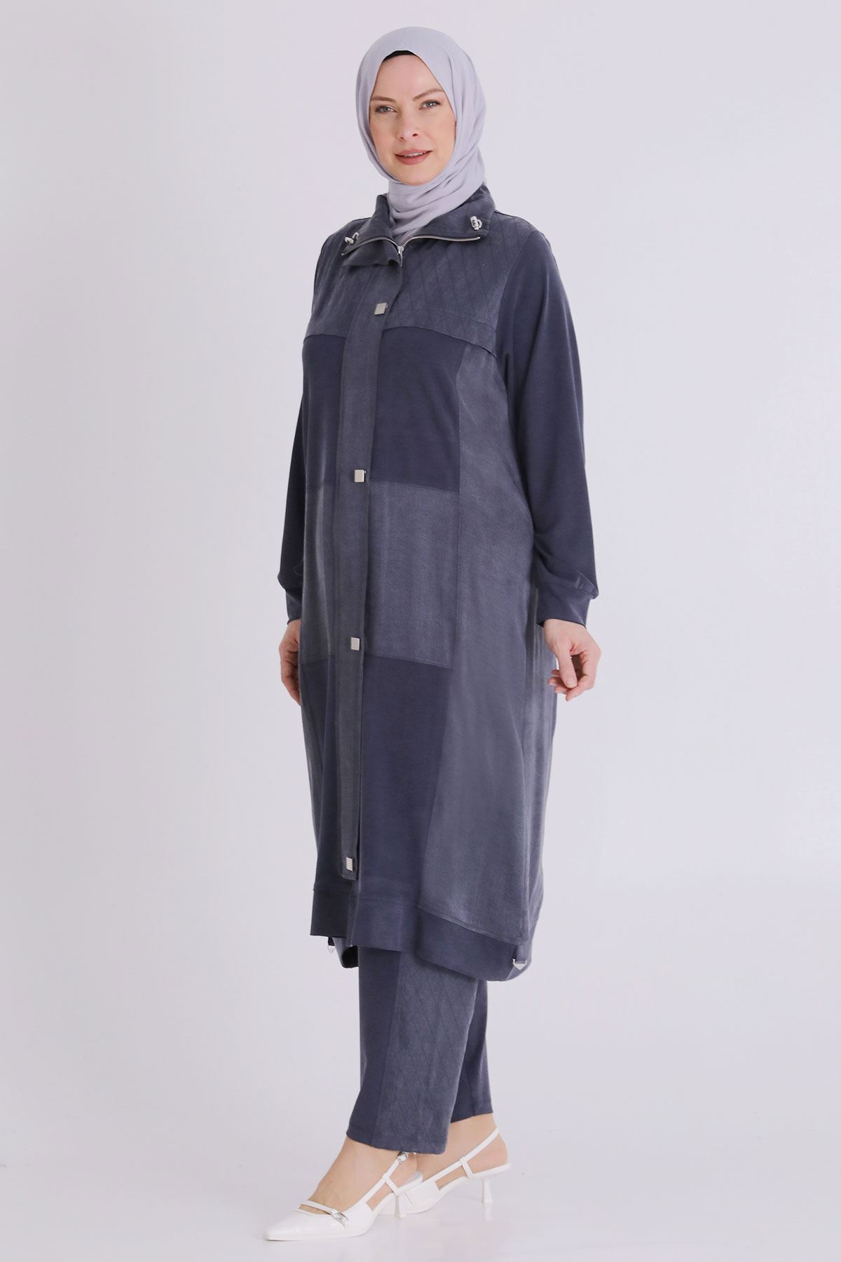 Büyük Beden Tesettür Pantolonlu Takım 35145 Lacivert
