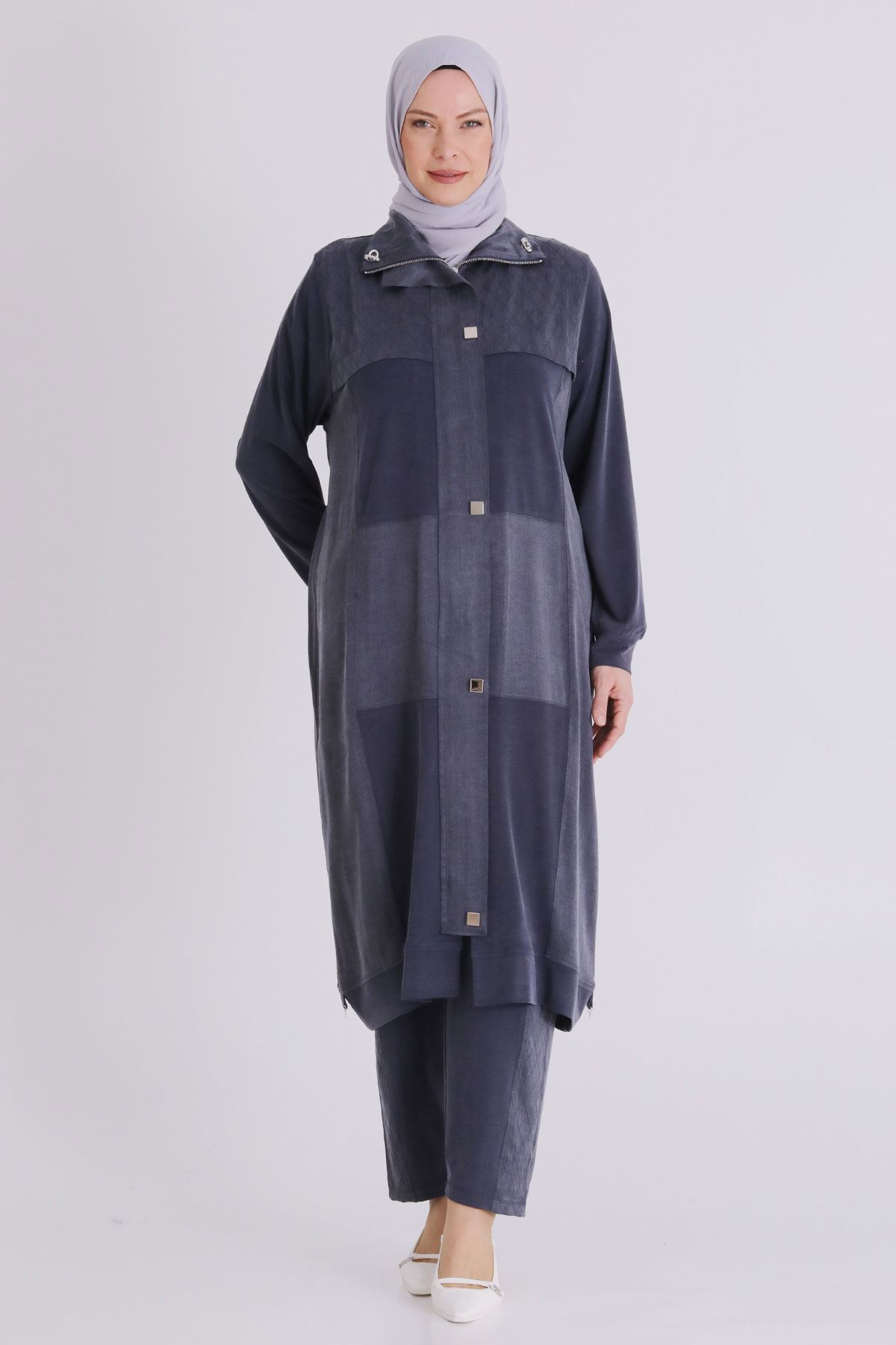 Büyük Beden Tesettür Pantolonlu Takım 35145 Lacivert