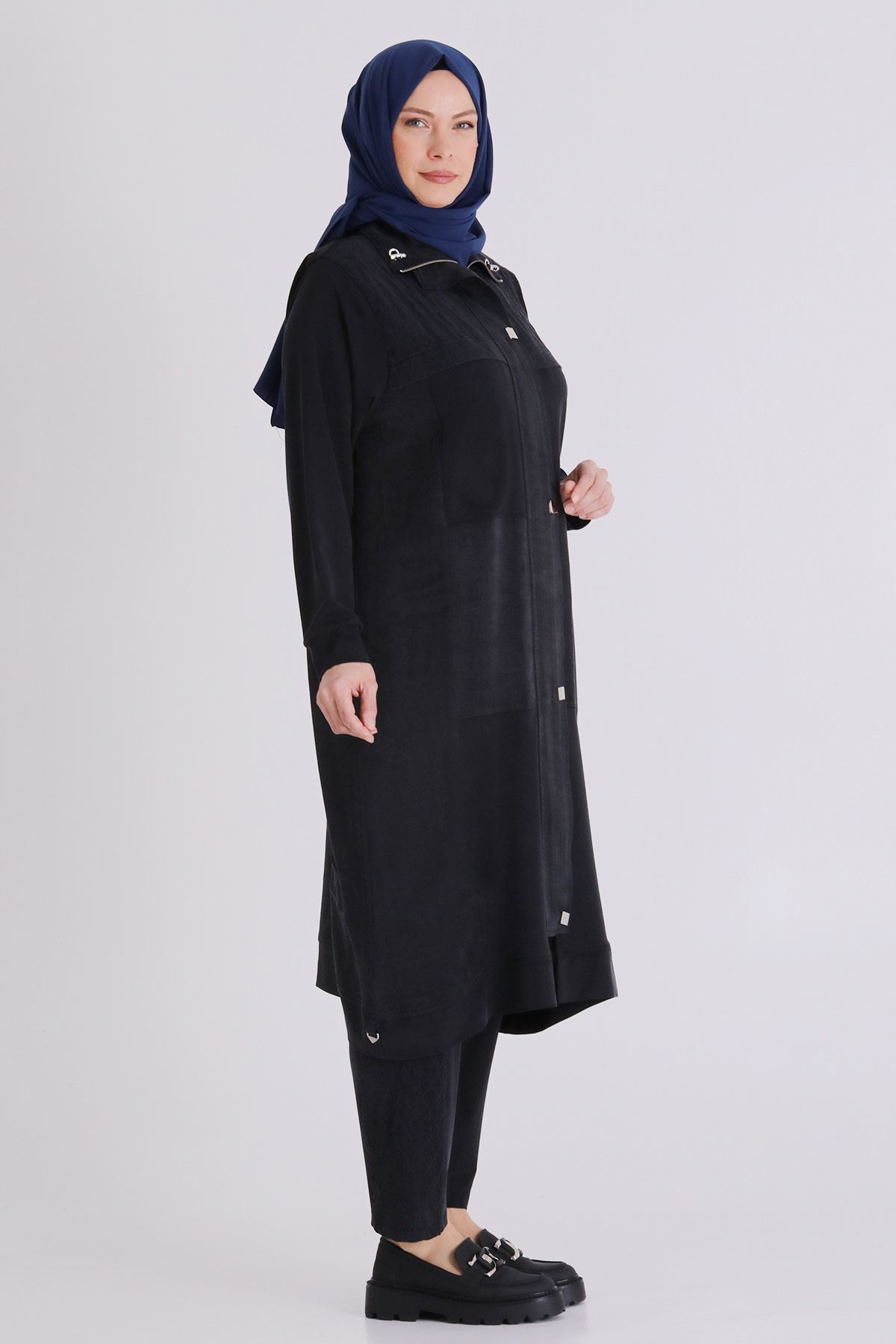 Büyük Beden Tesettür Pantolonlu Takım 35145 Siyah