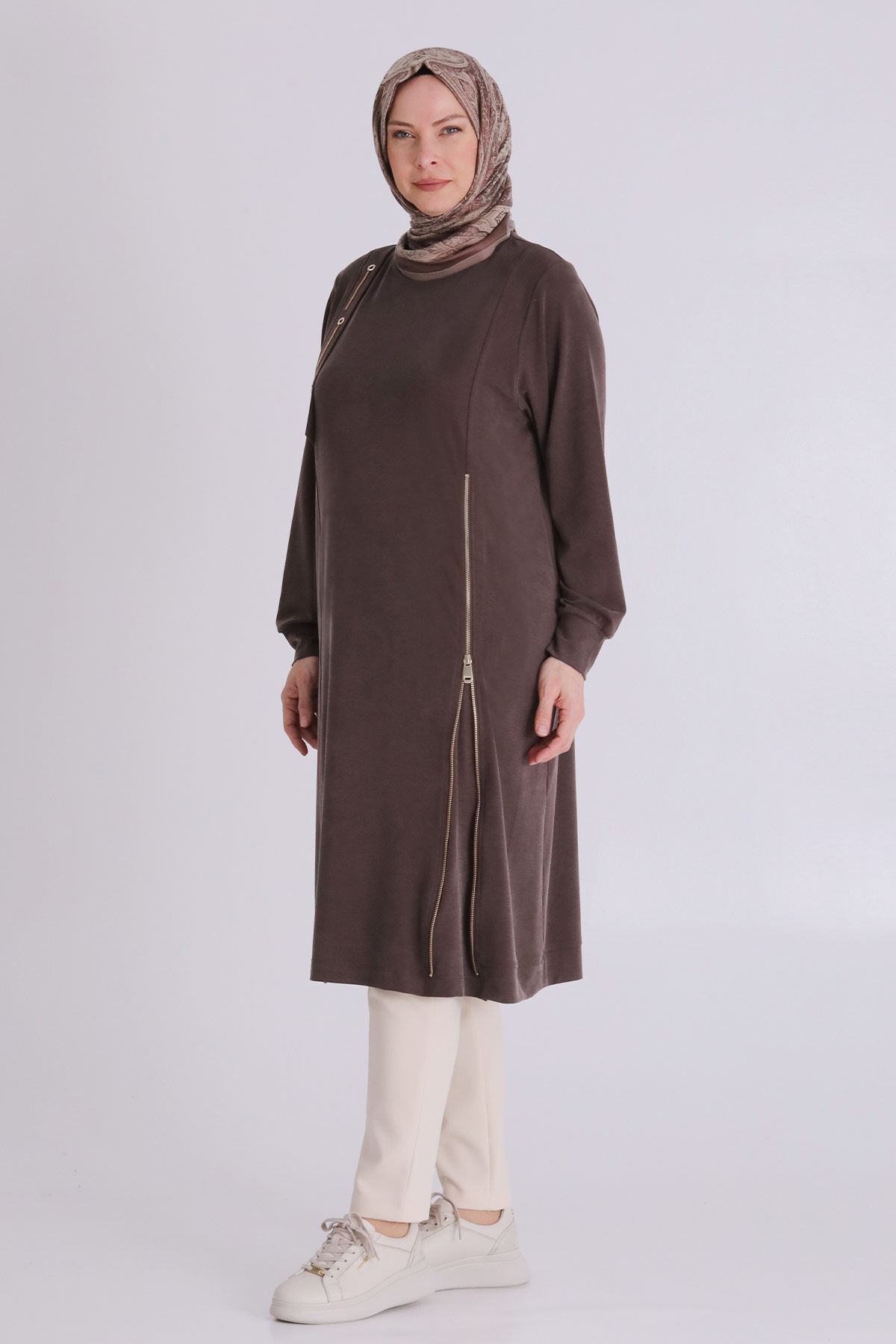Büyük Beden Tesettür Tunik 20139 Kahve