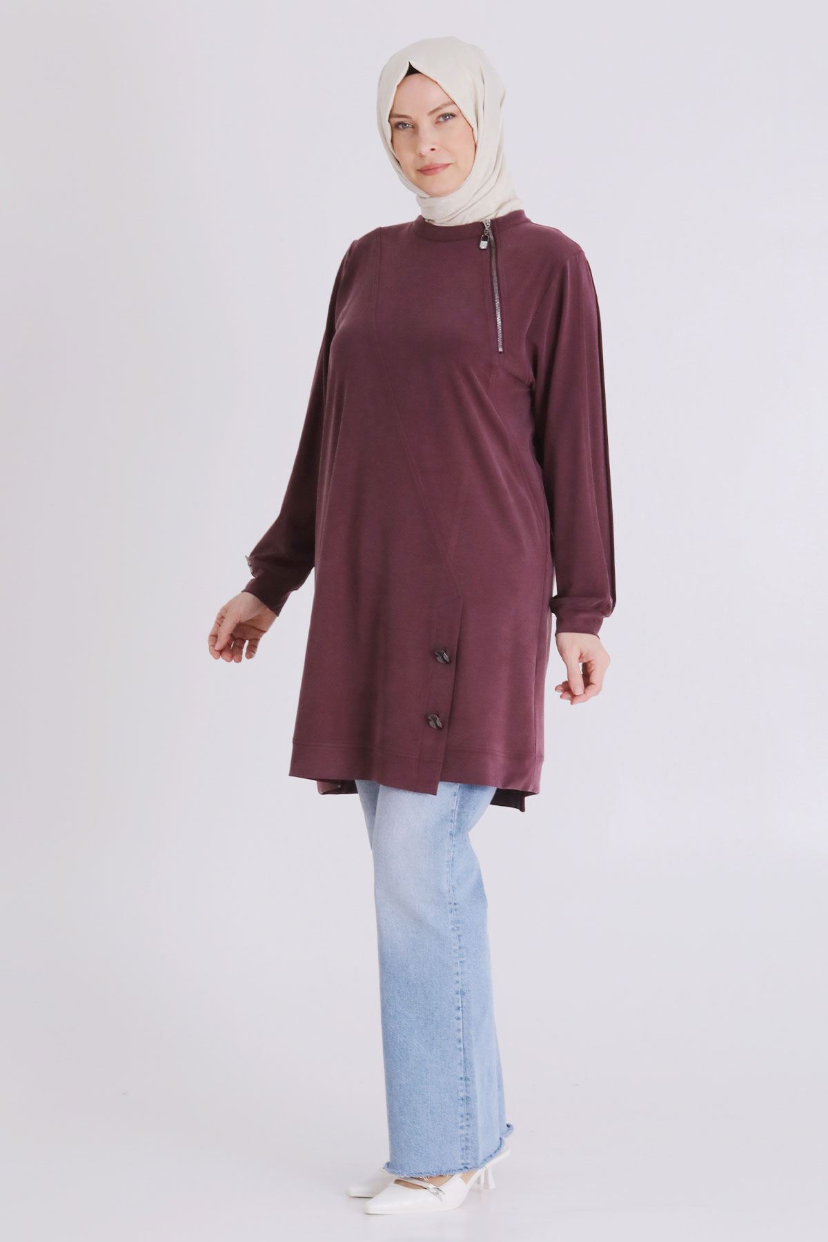 Büyük Beden Tesettür Tunik 20140 Vişne