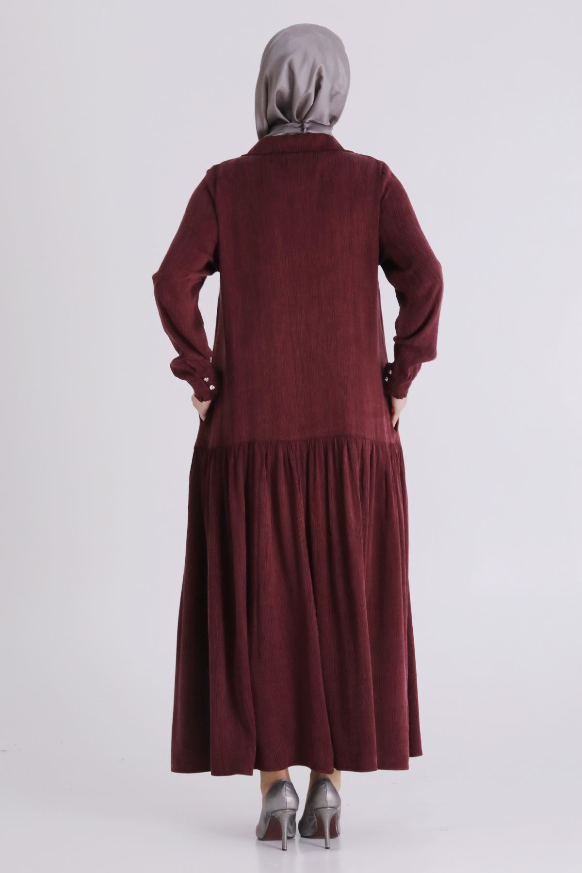 Büyük Beden Tesettür Elbise 75009 Bordo