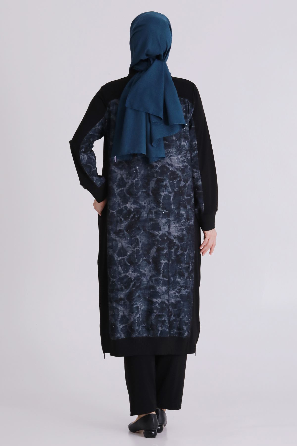 Büyük Beden Tesettür Pantolonlu Takım 35148 Siyah