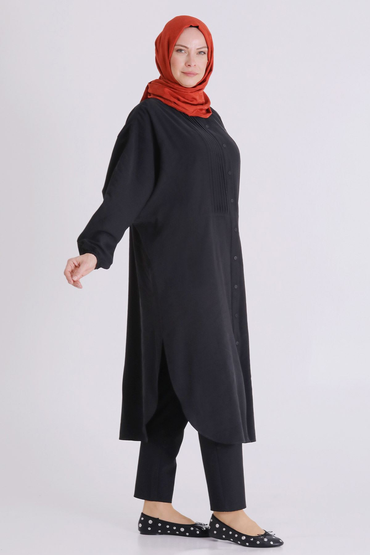Büyük Beden Tesettür Tunik 2356 Siyah