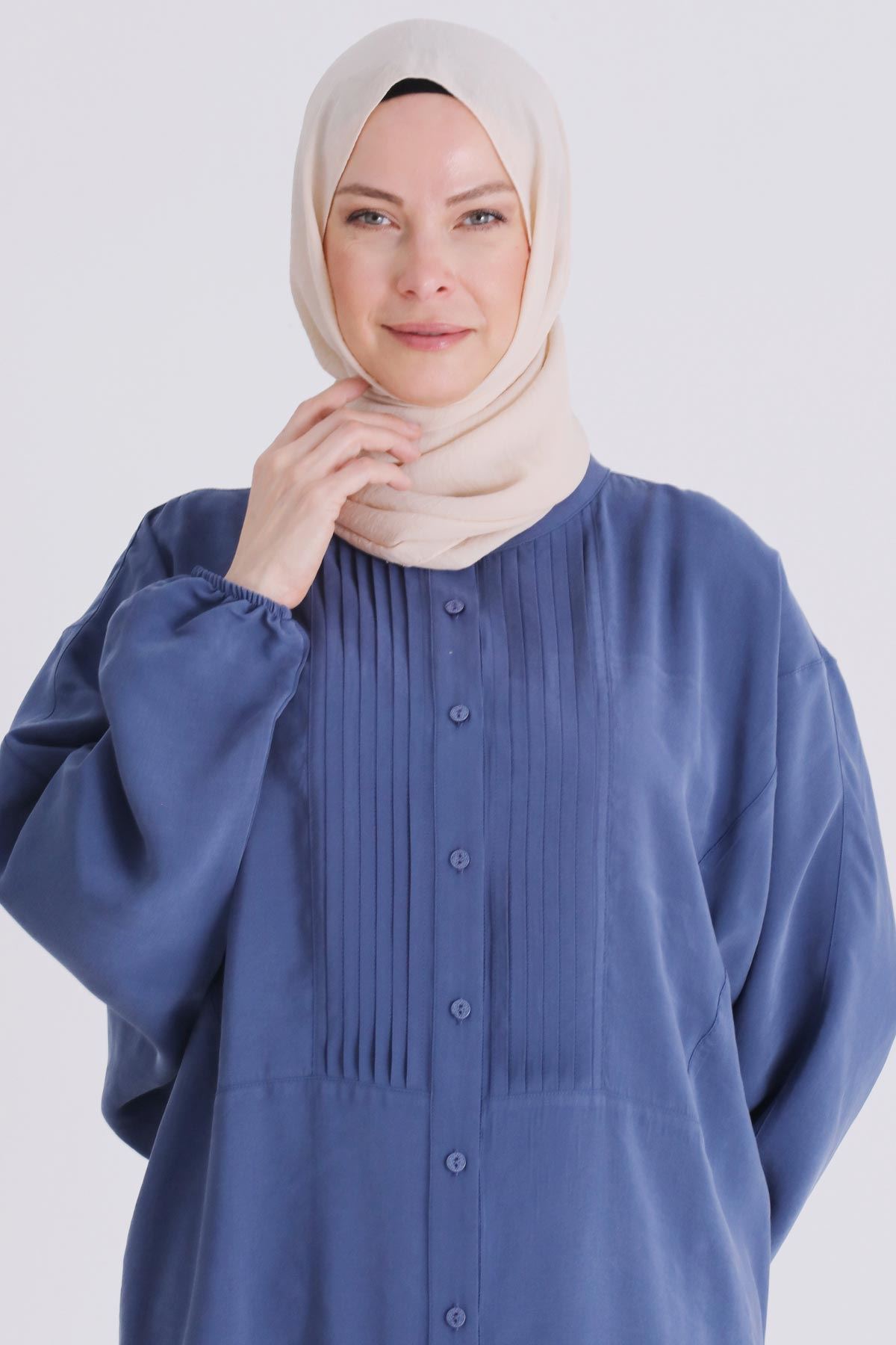 Büyük Beden Tesettür Tunik 2356 İndigo