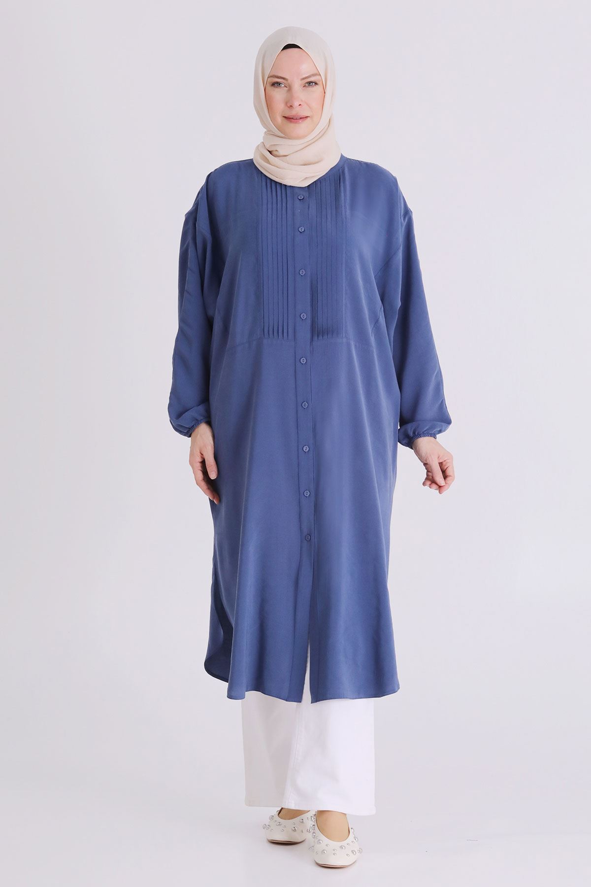 Büyük Beden Tesettür Tunik 2356 İndigo