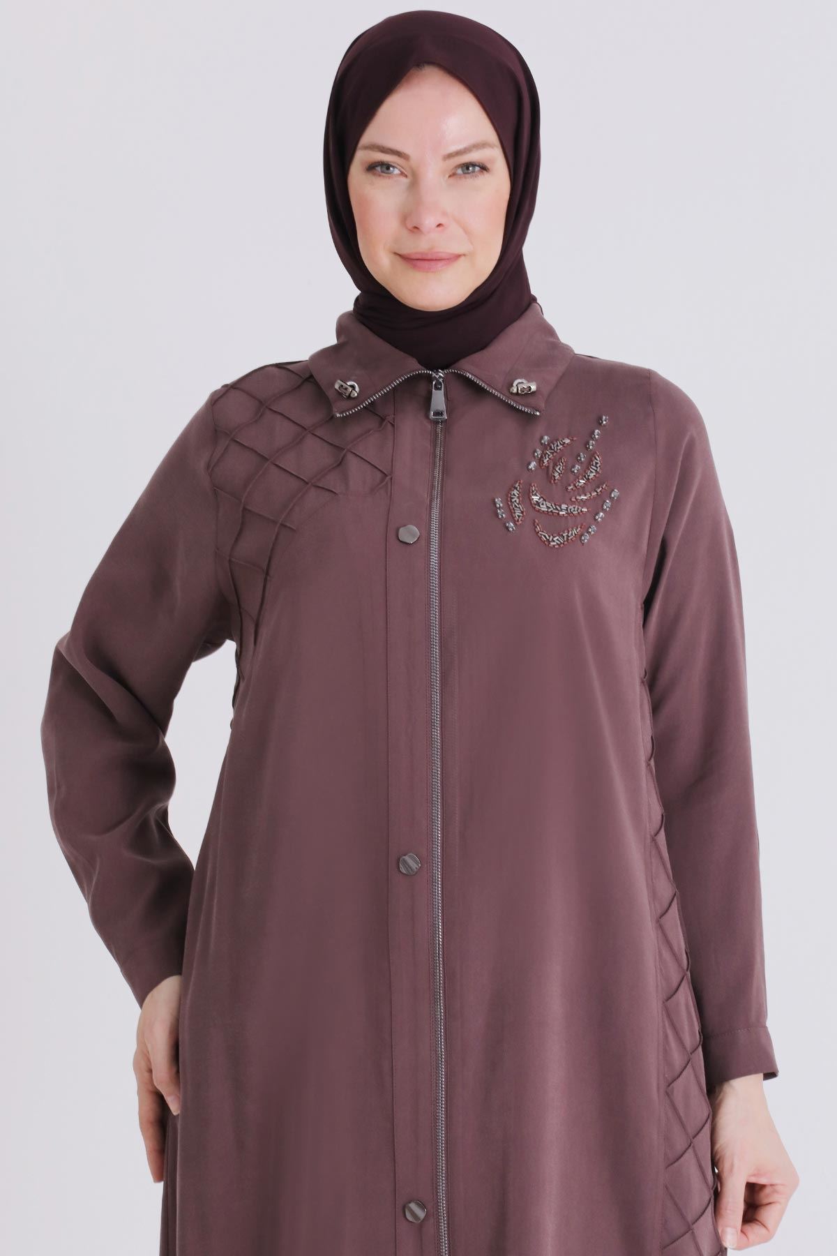 Büyük Beden Tesettür Kap 25146 Soft Mürdüm