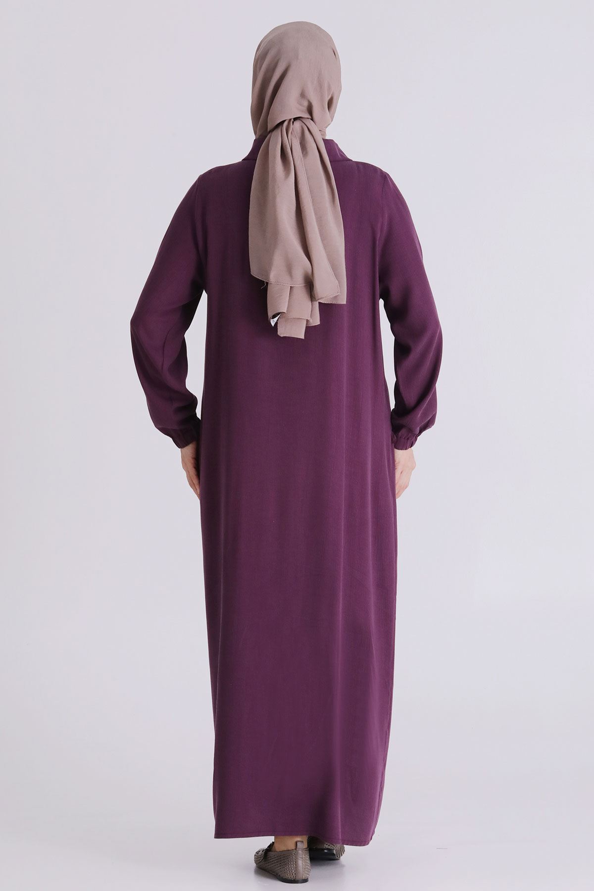 Büyük Beden Tesettür Elbise 7524 Vişne 