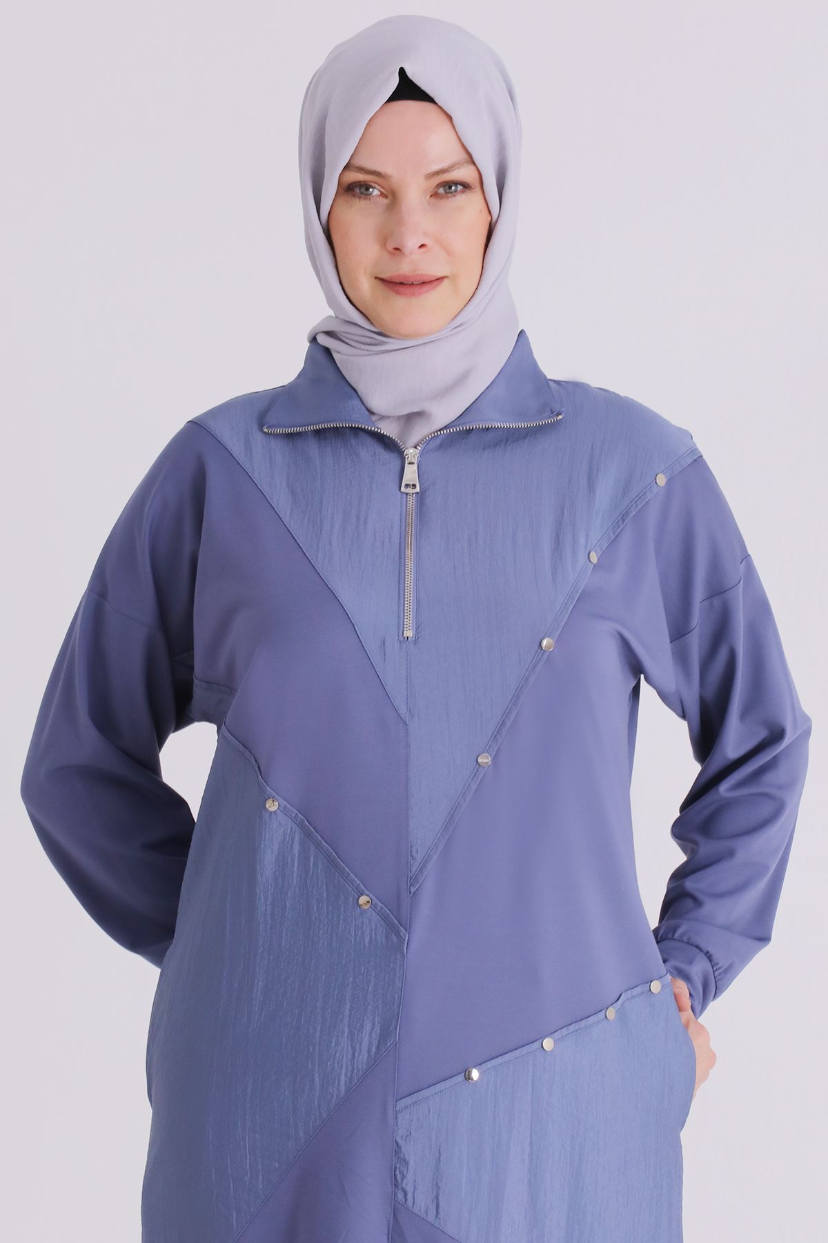 Büyük Beden Tesettür Tunik 20134 Morcivert