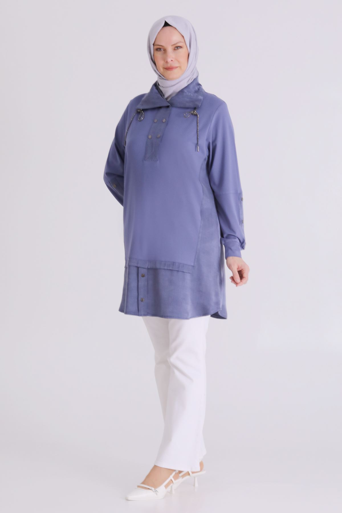 Büyük Beden Tesettür Tunik 20136 Morcivert