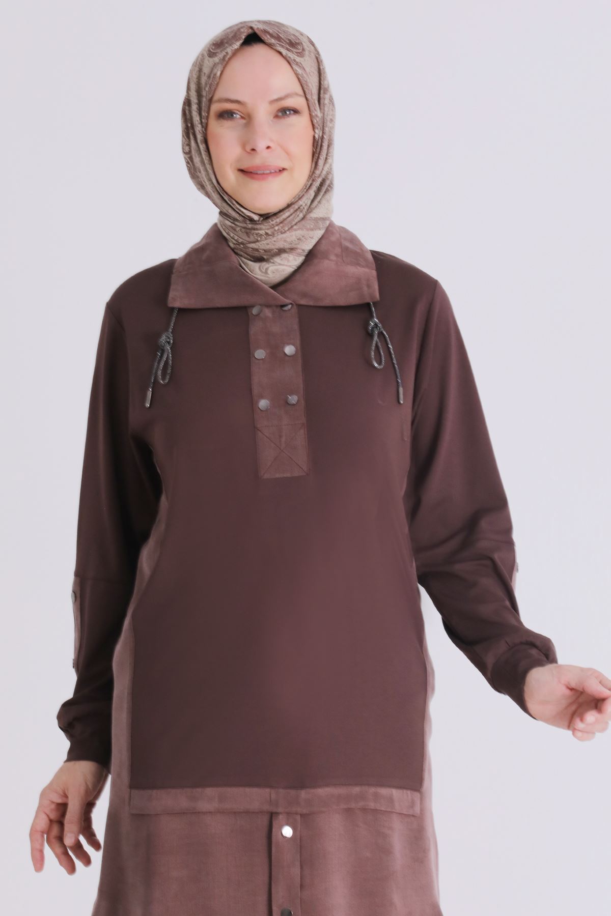 Büyük Beden Tesettür Tunik 20136 Kahve