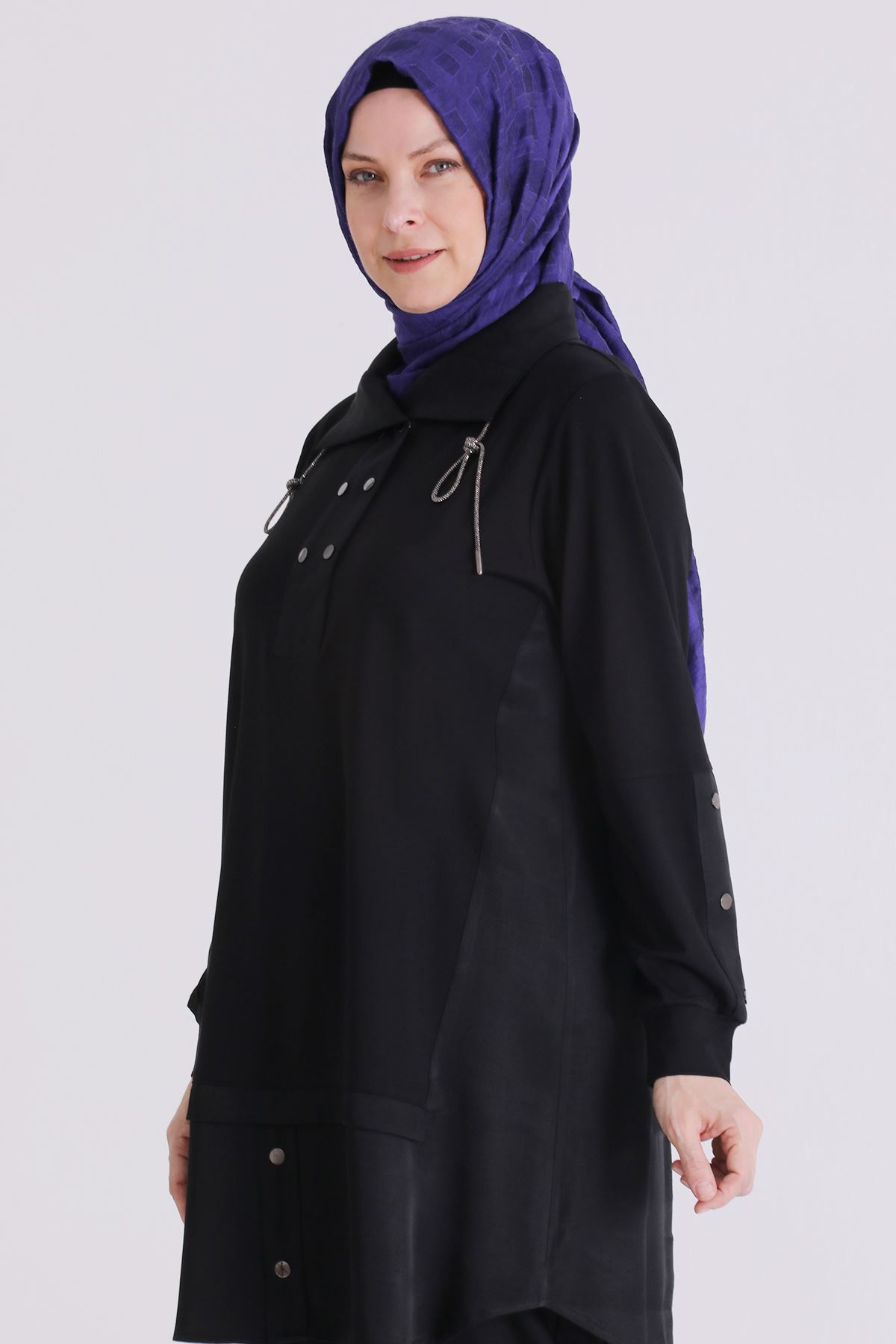 Büyük Beden Tesettür Tunik 20136 Siyah