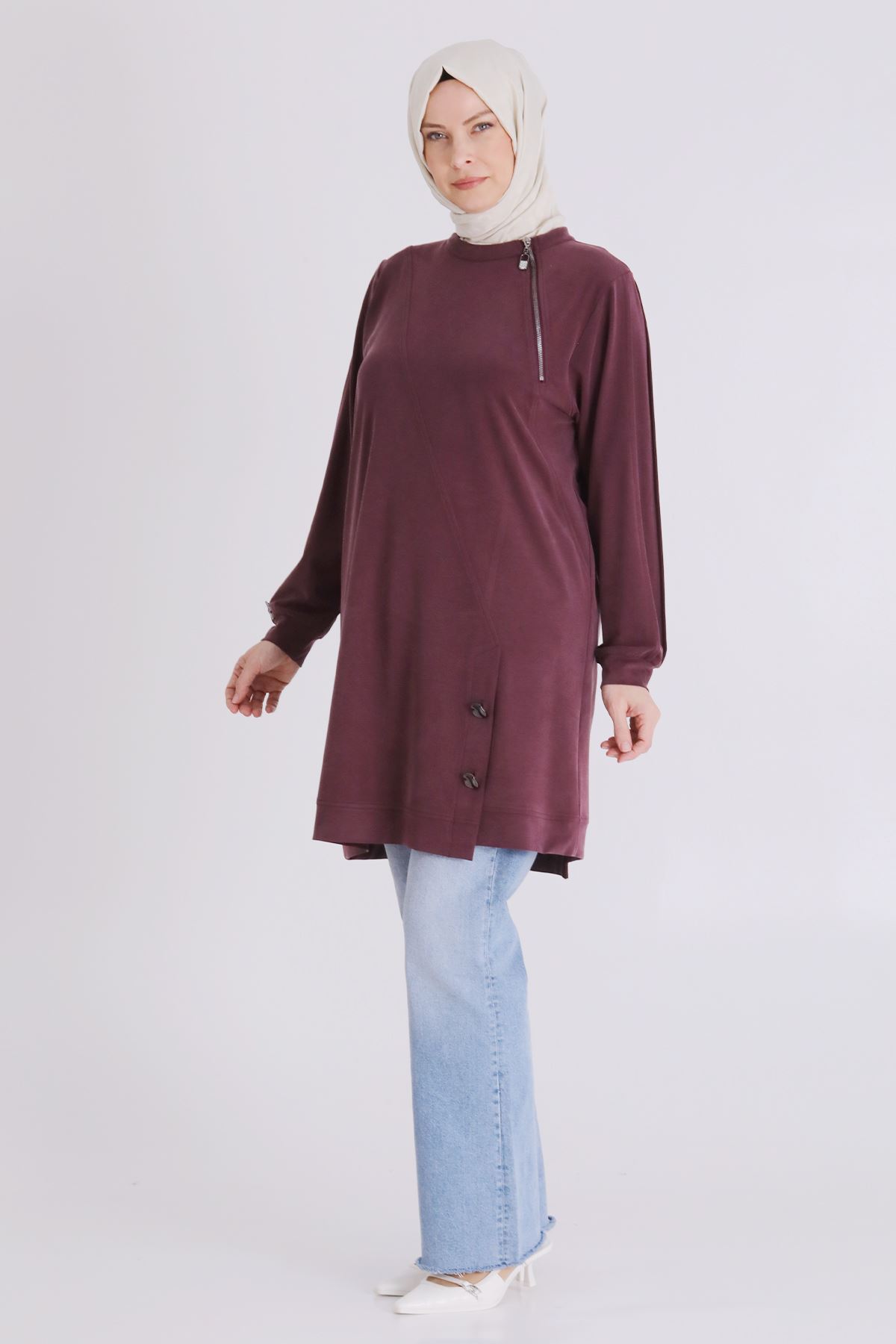 Büyük Beden Tesettür Tunik 20140 Vişne