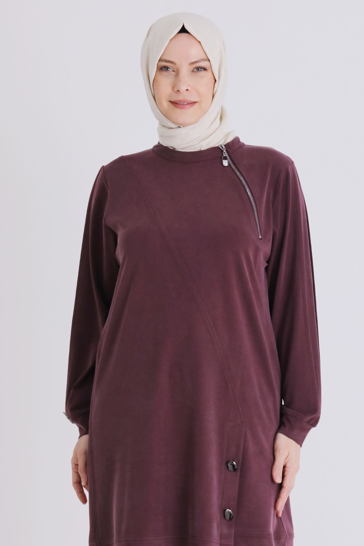 Büyük Beden Tesettür Tunik 20140 Vişne