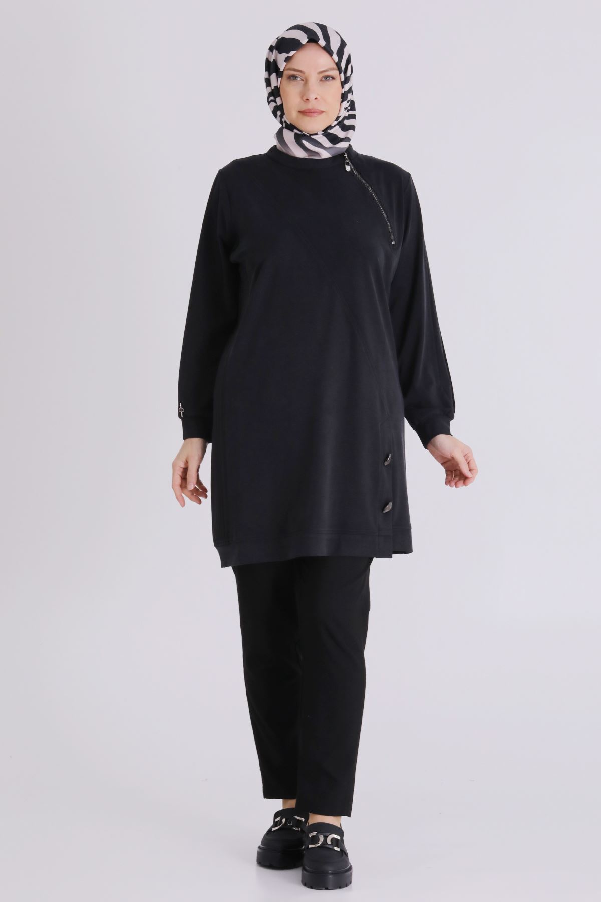 Büyük Beden Tesettür Tunik 20140 Siyah