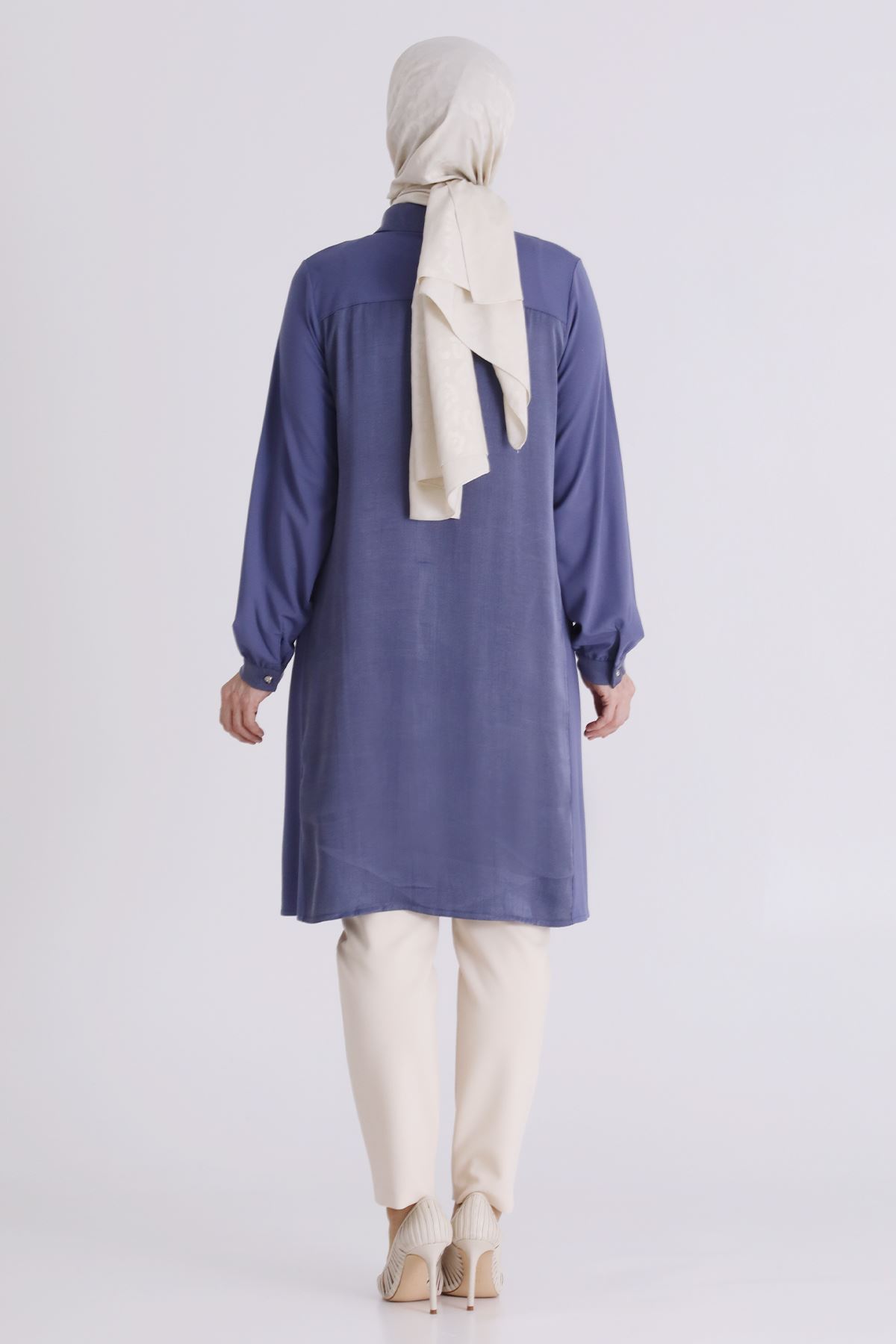 Büyük Beden Tesettür Tunik 23035 Morcivert