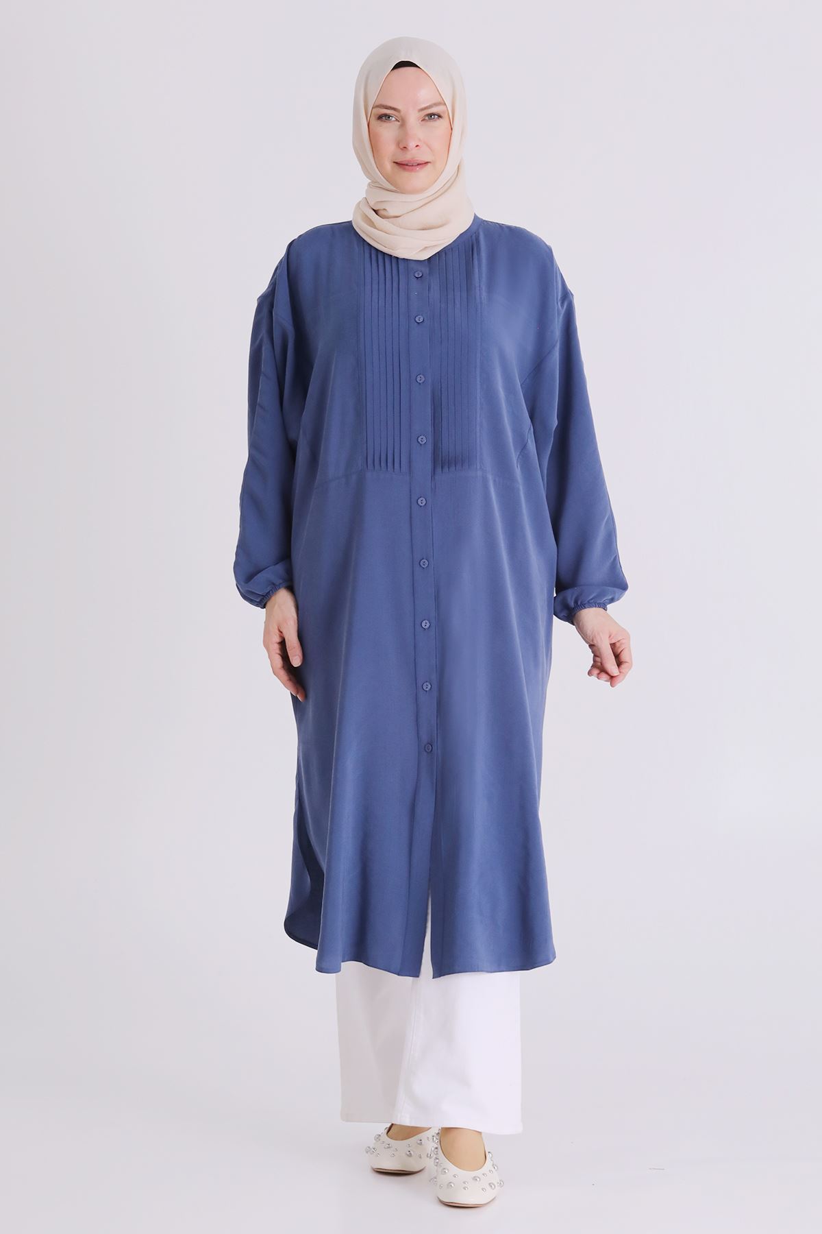 Büyük Beden Tesettür Tunik 2356 İndigo