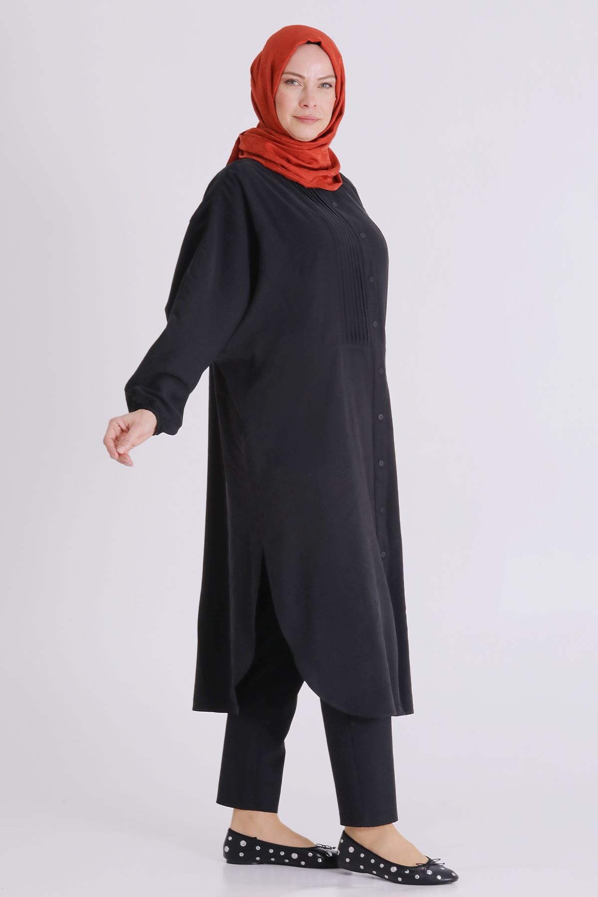 Büyük Beden Tesettür Tunik 2356 Siyah