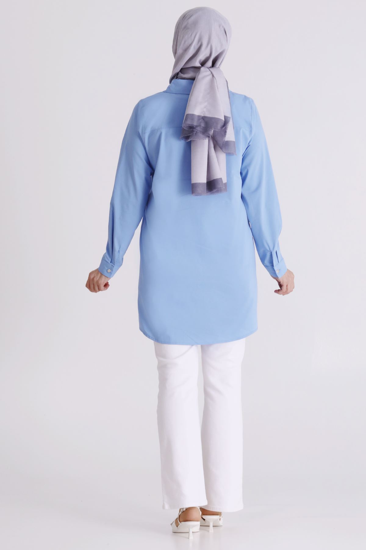 Büyük Beden Tesettür Tunik 2357 Mavi