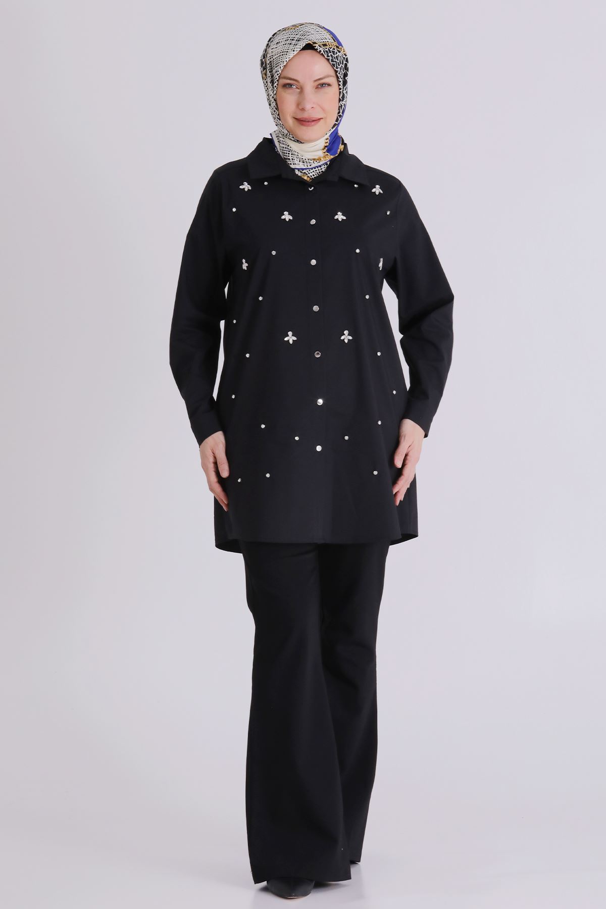 Büyük Beden Tesettür Tunik 2357 Siyah