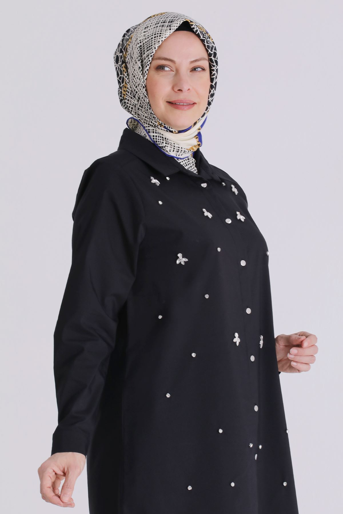 Büyük Beden Tesettür Tunik 2357 Siyah