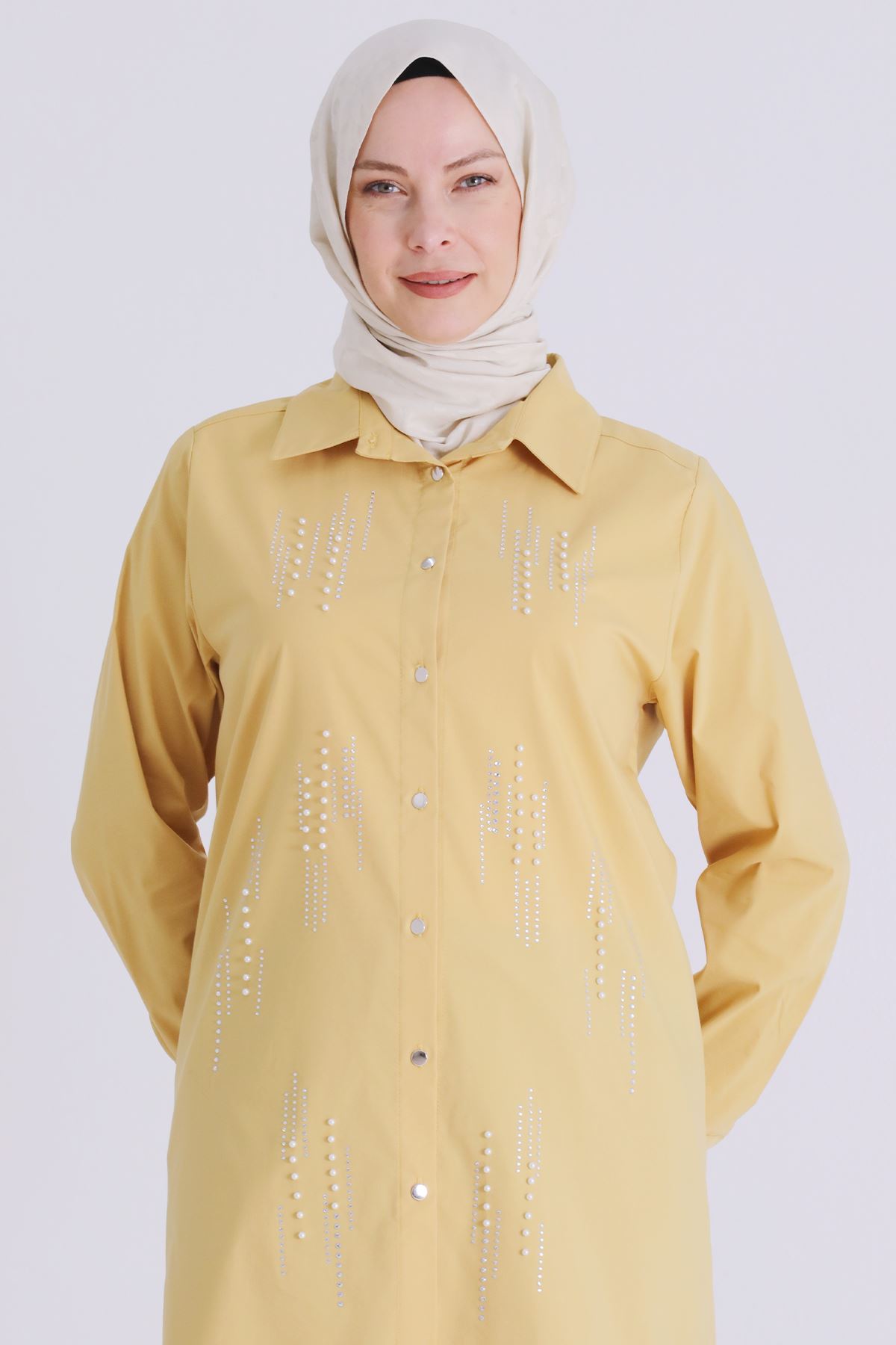 Büyük Beden Tesettür Tunik 2358 Safran