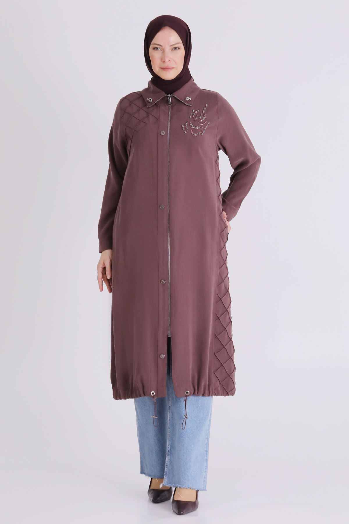 Büyük Beden Tesettür Kap 25146 Soft Mürdüm