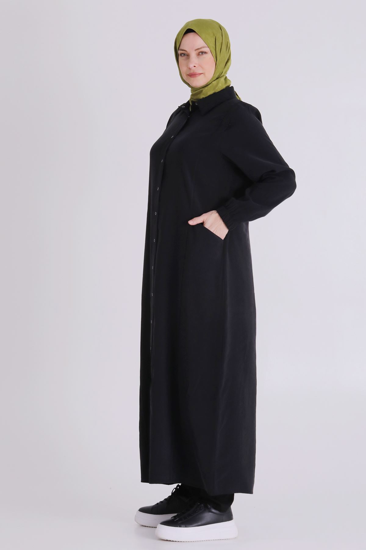 Büyük Beden Tesettür Ferace 2827 Siyah
