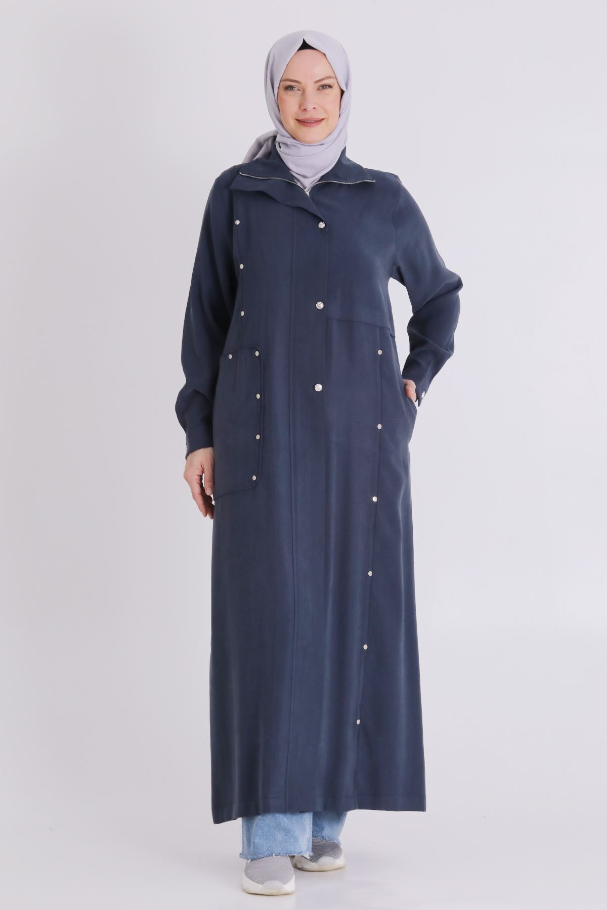 Büyük Beden Tesettür Ferace 28079 Lacivert