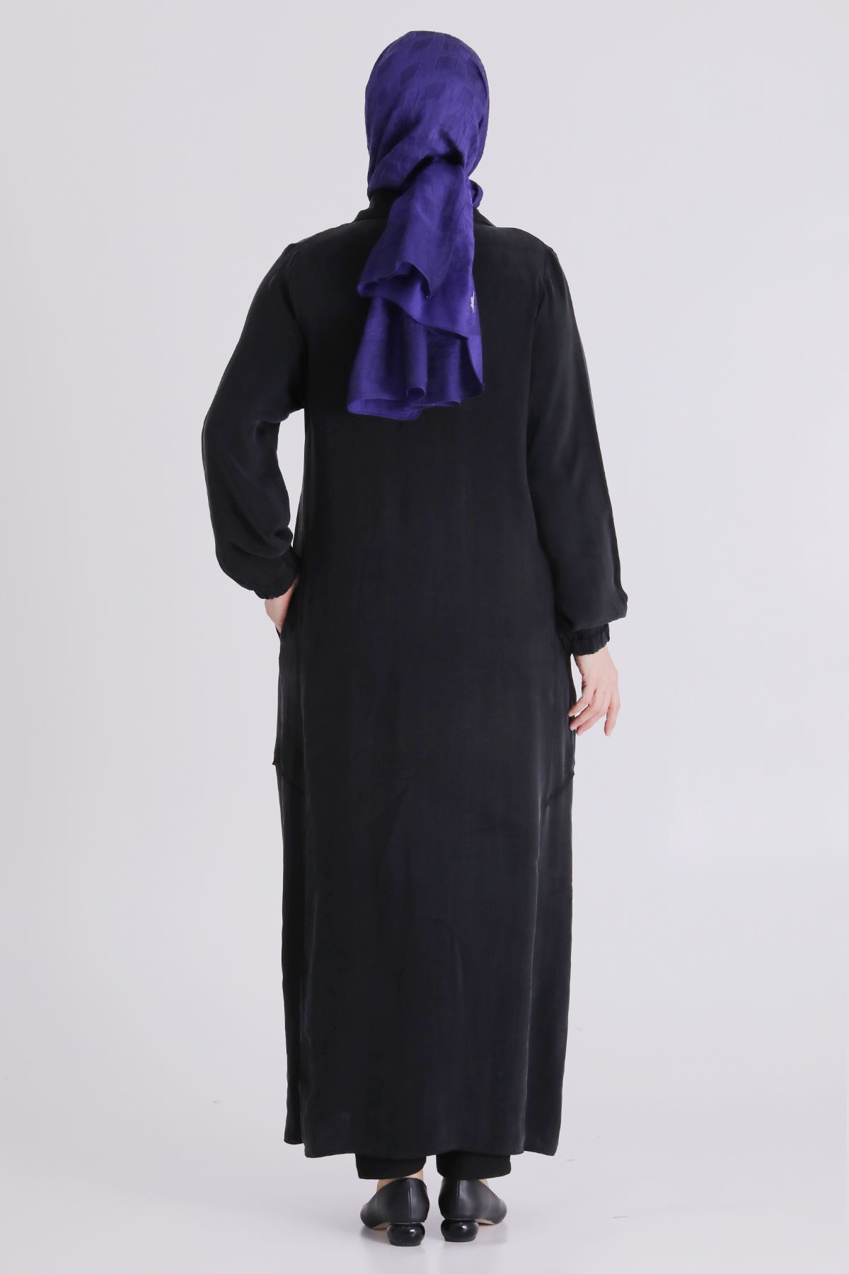 Büyük Beden Tesettür Cupro Ferace 28083 Siyah