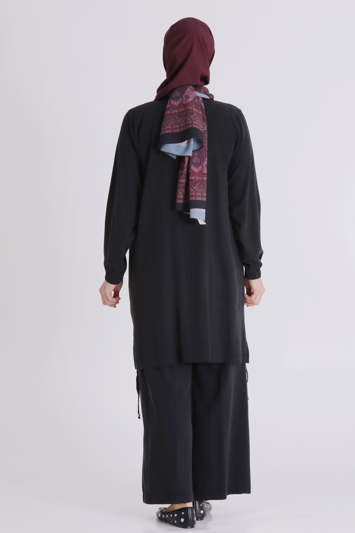Büyük Beden Tesettür Pantolonlu Takım 3556 Siyah